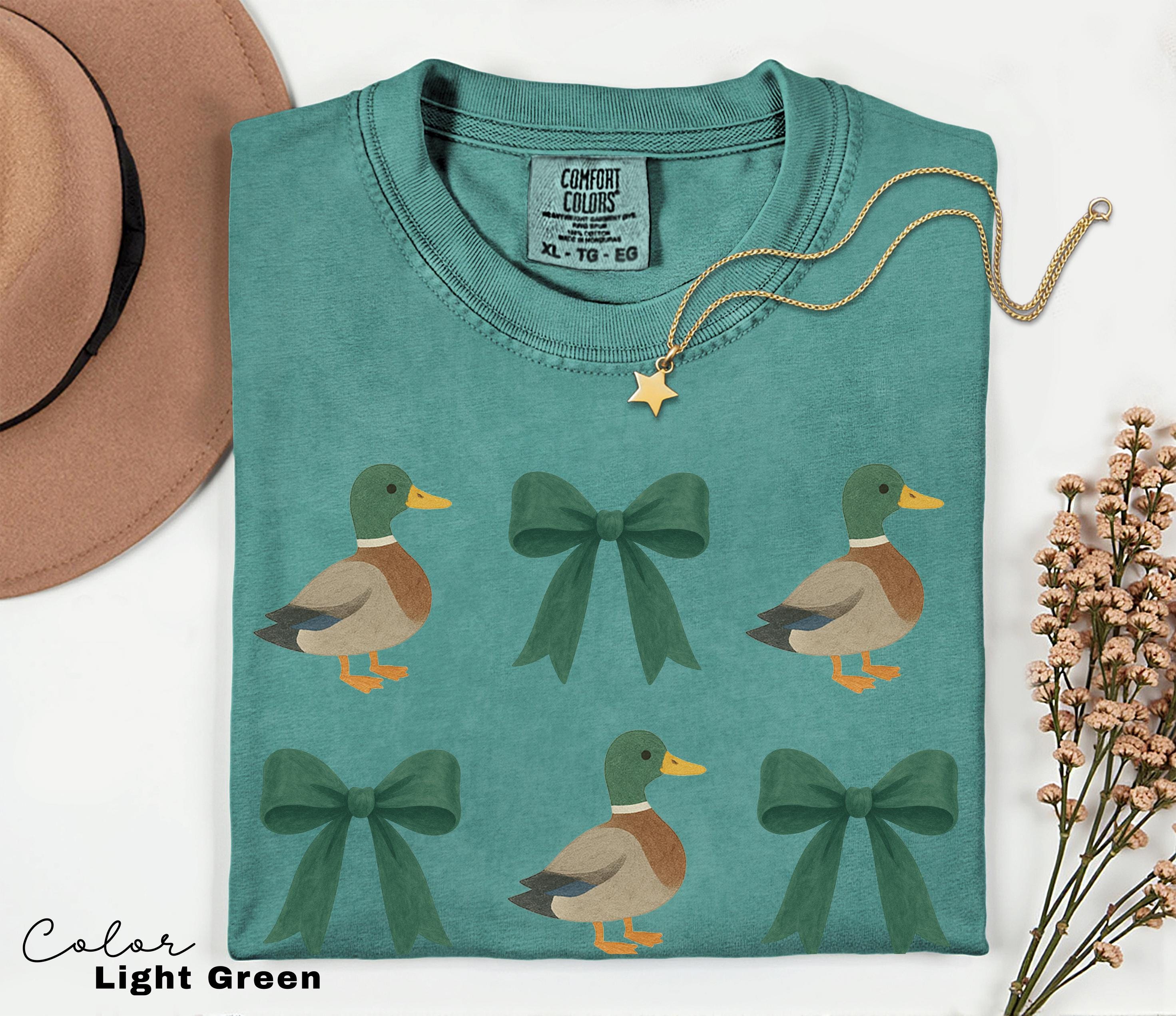 Coquette Duck Shirt, Mallard Duck Bow Shirt, Comfort Colors Tee, Cottagecore Duck Shirt, Goose T-shirt, Farmgirl Shirt, Bow T-shirt,
