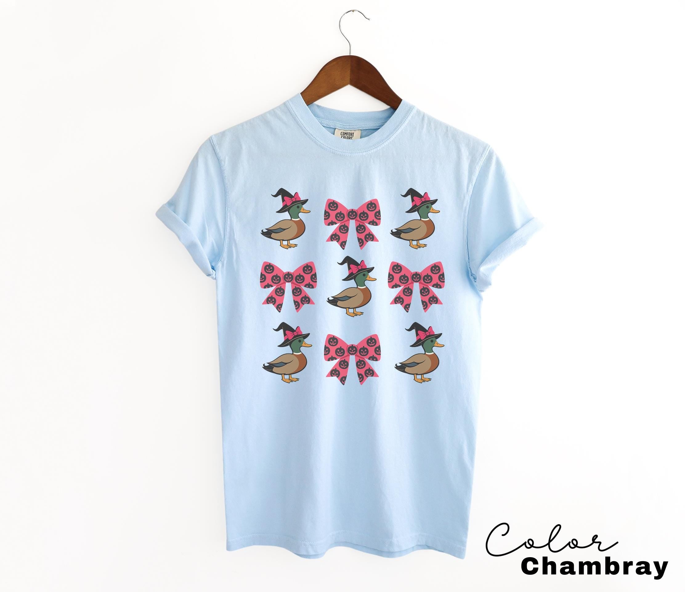 Halloween Coquette Duck Shirt, Mallard Duck, Comfort Colors Tee, Pink Bow Shirt, Witchy Tee, Cottagecore Shirt, Cute Trendy,