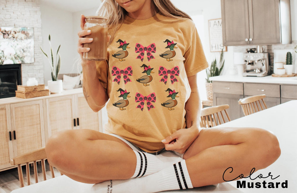 Halloween Coquette Duck Shirt, Mallard Duck, Comfort Colors Tee, Pink Bow Shirt, Witchy Tee, Cottagecore Shirt, Cute Trendy,