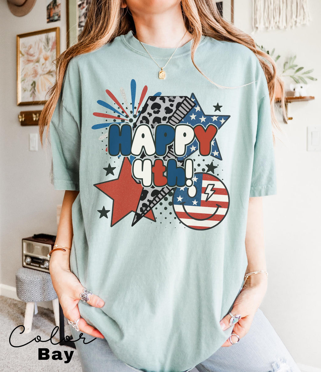 Retro USA Shirt, Happy 4th of July Shirt, Women's Patriotic Shirt, USA Tee, American Girly Shirt, Retro USA Comfort Color Shirt