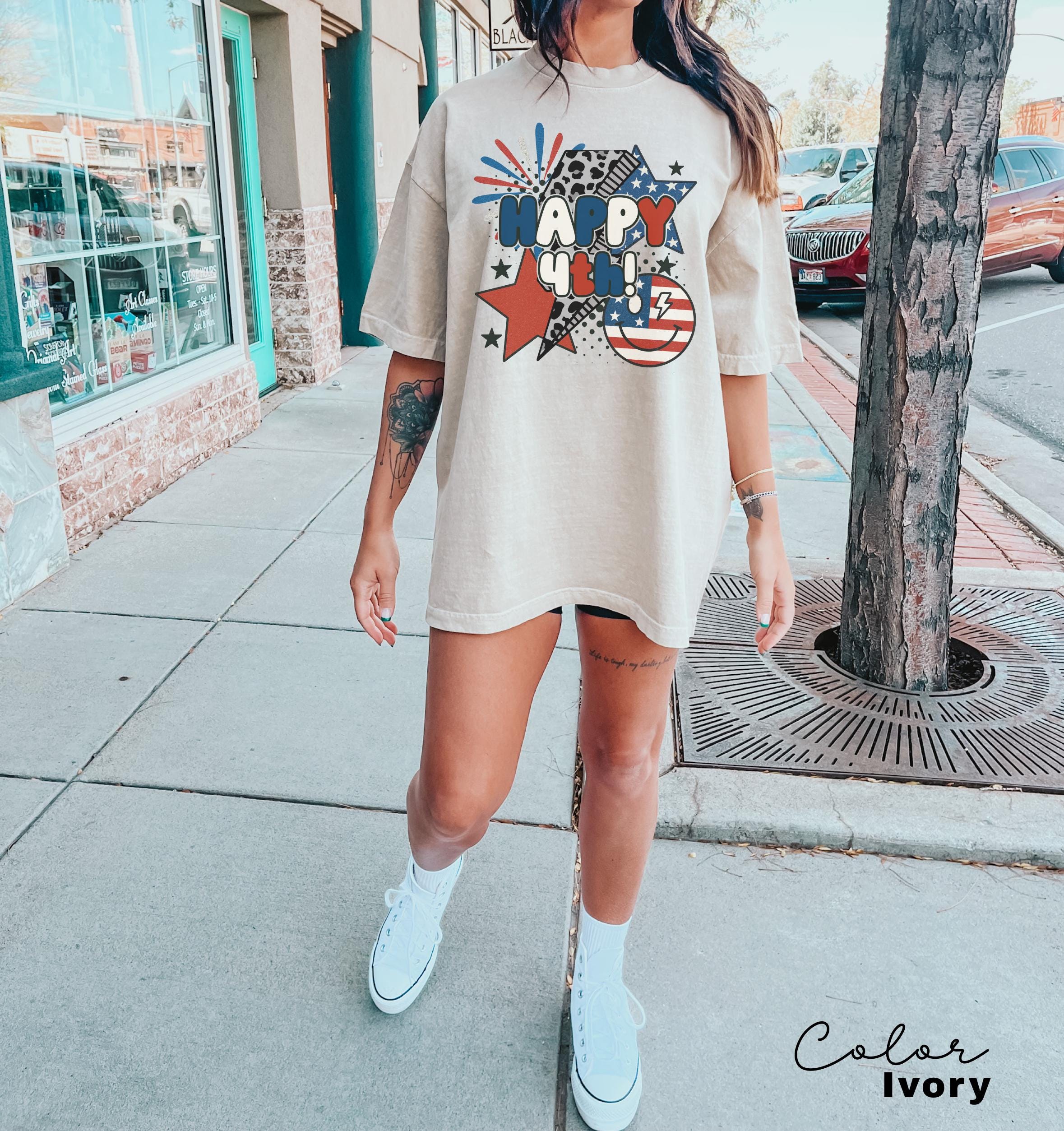 Retro USA Shirt, Happy 4th of July Shirt, Women's Patriotic Shirt, USA Tee, American Girly Shirt, Retro USA Comfort Color Shirt