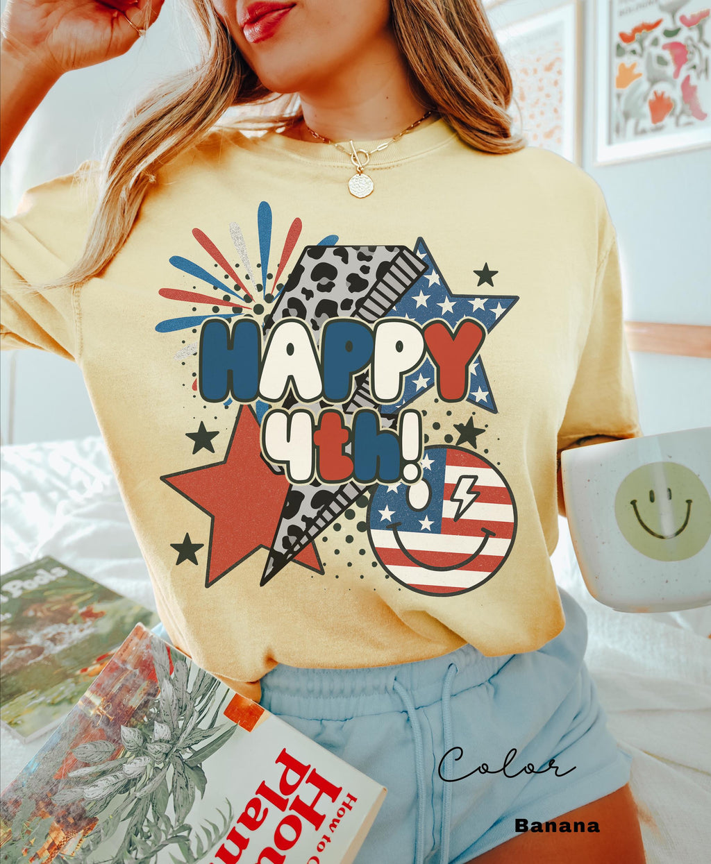 Retro USA Shirt, Happy 4th of July Shirt, Women's Patriotic Shirt, USA Tee, American Girly Shirt, Retro USA Comfort Color Shirt