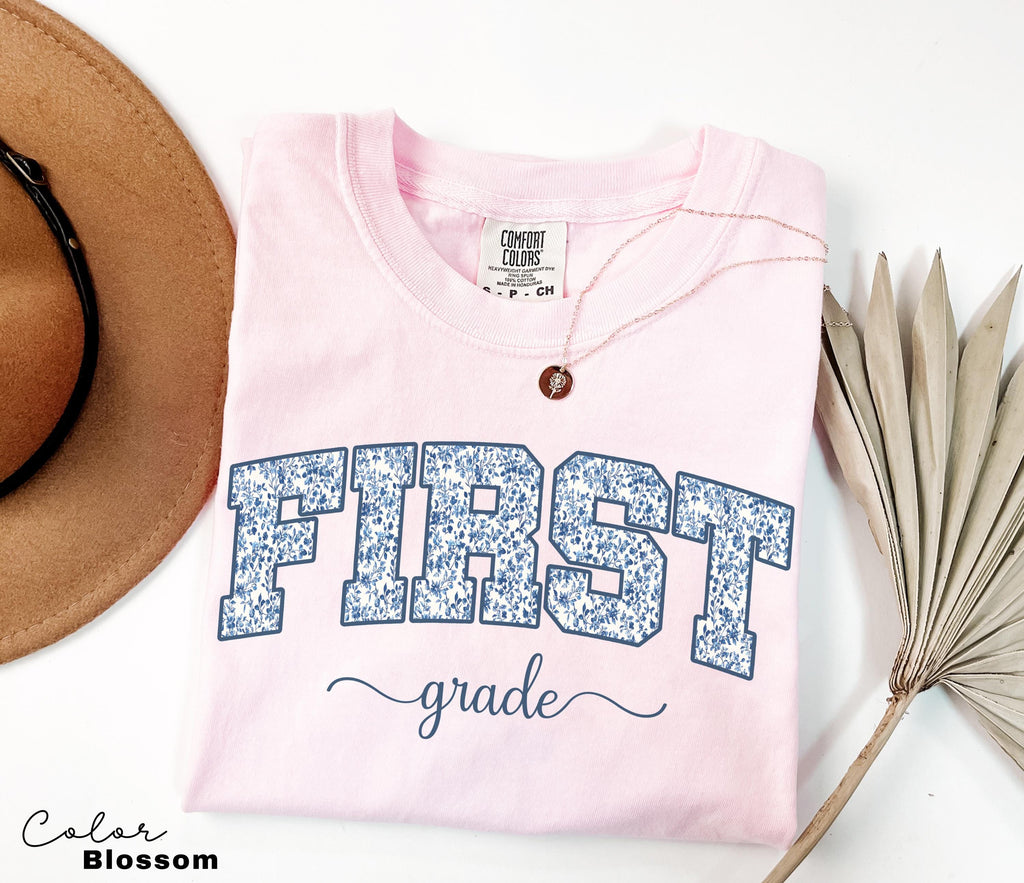 Comfort Colors First Grade Teacher Shirt, Floral Teacher Shirt, First Grade Teacher Team, 1st Grade Teacher Shirt, First Grade Crew Squad