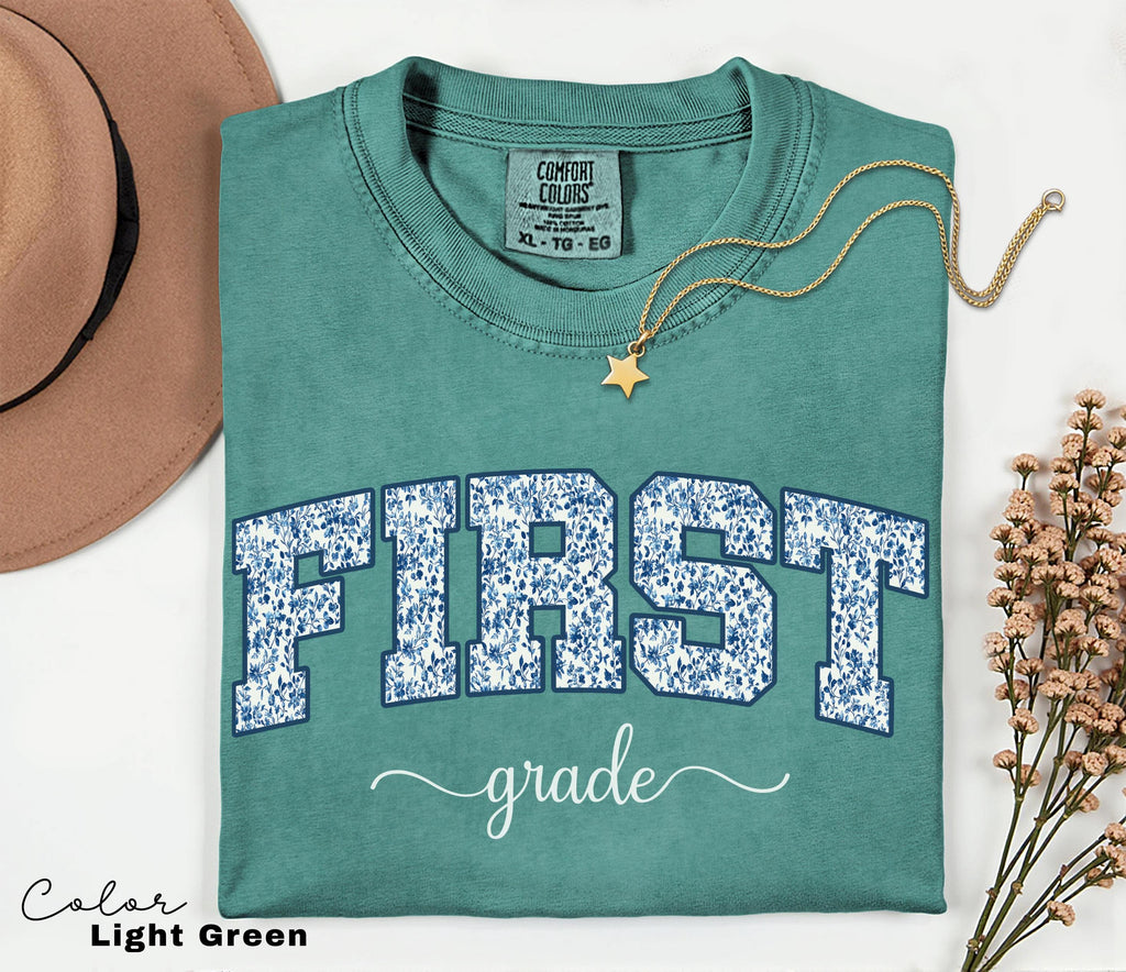 Comfort Colors First Grade Teacher Shirt, Floral Teacher Shirt, First Grade Teacher Team, 1st Grade Teacher Shirt, First Grade Crew Squad