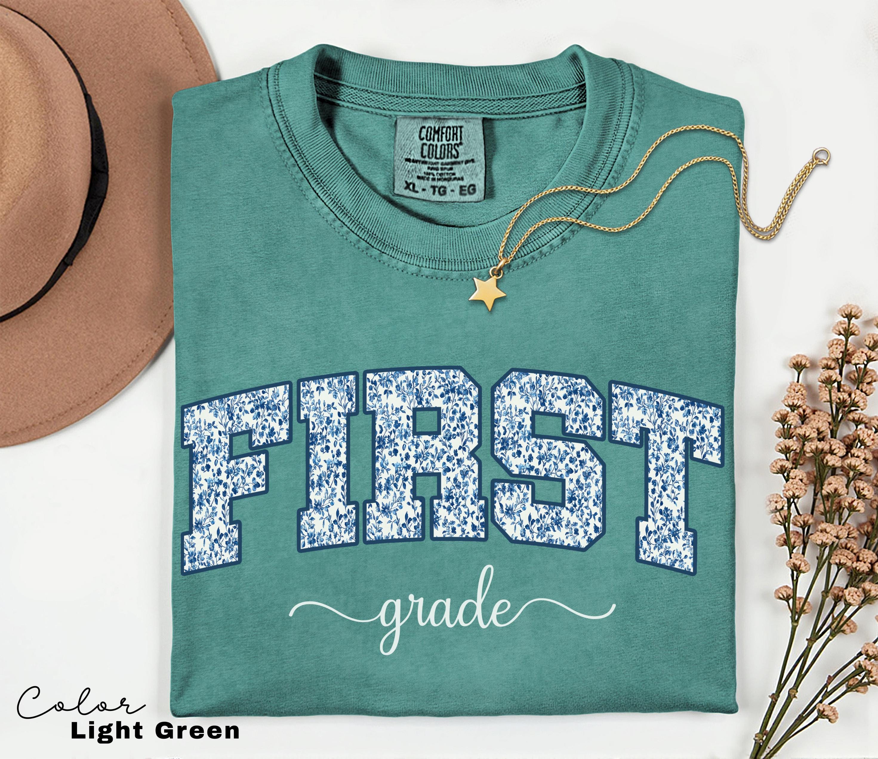 Comfort Colors First Grade Teacher Shirt, Floral Teacher Shirt, First Grade Teacher Team, 1st Grade Teacher Shirt, First Grade Crew Squad
