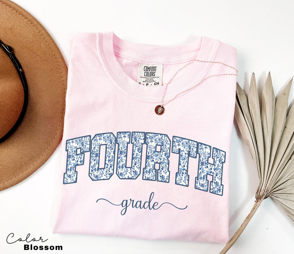 Comfort Colors Fourth Grade Teacher Shirt, Floral Teacher Shirt, 4th Grade Teacher Team, Fourth Grade Teacher Shirt, Fifth Grade Crew Squad