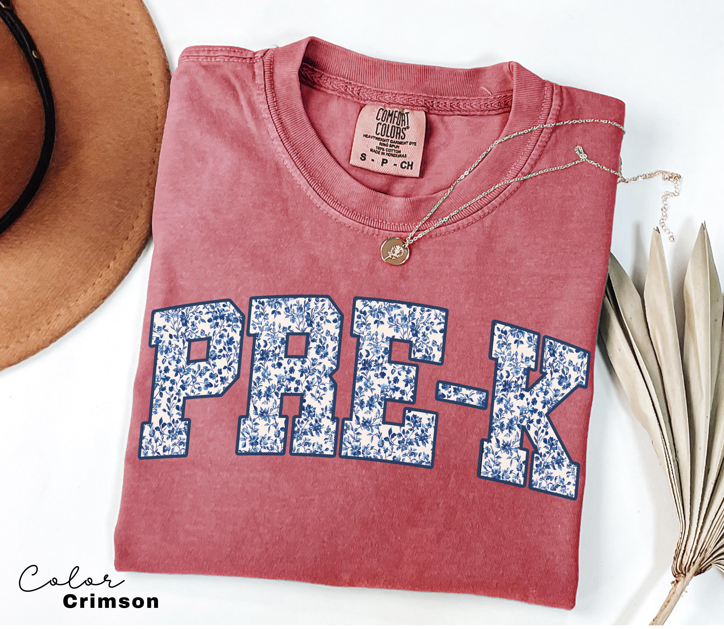 Comfort Colors Pre-K Teacher Shirt, Floral Teacher Shirt, Preschool Crew, PreK Teacher Shirt, Pre-K Teacher Team Shirts, Pre K T-Shirt