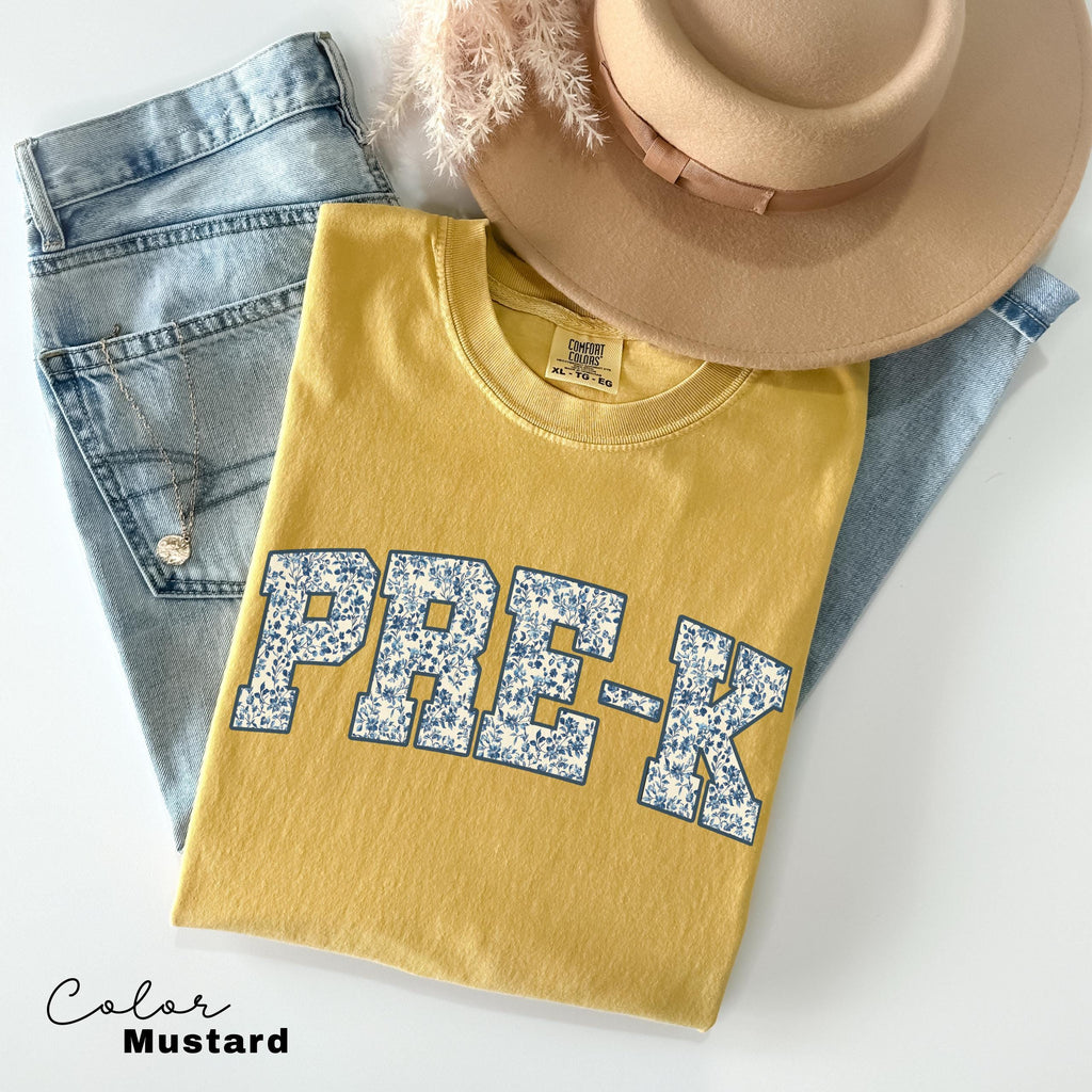 Comfort Colors Pre-K Teacher Shirt, Floral Teacher Shirt, Preschool Crew, PreK Teacher Shirt, Pre-K Teacher Team Shirts, Pre K T-Shirt