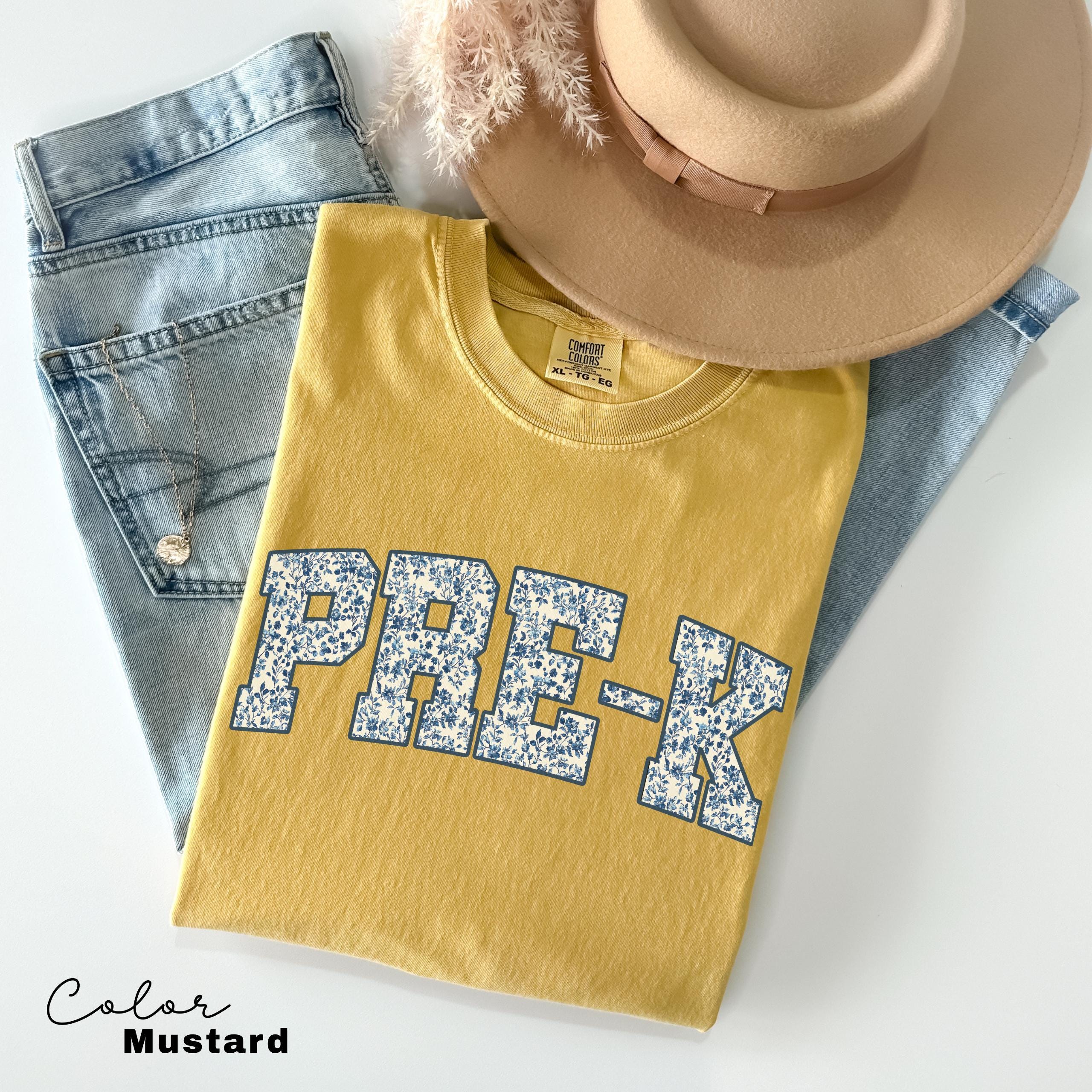 Comfort Colors Pre-K Teacher Shirt, Floral Teacher Shirt, Preschool Crew, PreK Teacher Shirt, Pre-K Teacher Team Shirts, Pre K T-Shirt