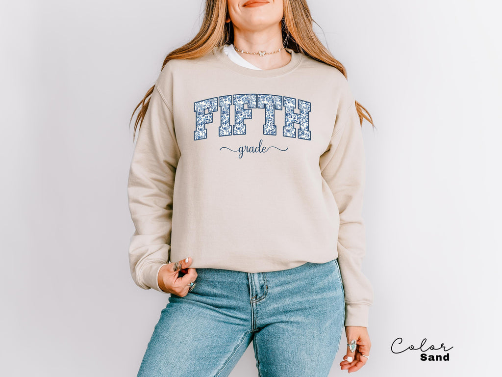 Fifth Grade Teacher Sweatshirt, First Day of School, 5th Grade Teacher Sweatshirt, Fifth Grade Team, Floral Teacher Crewneck, Back to School