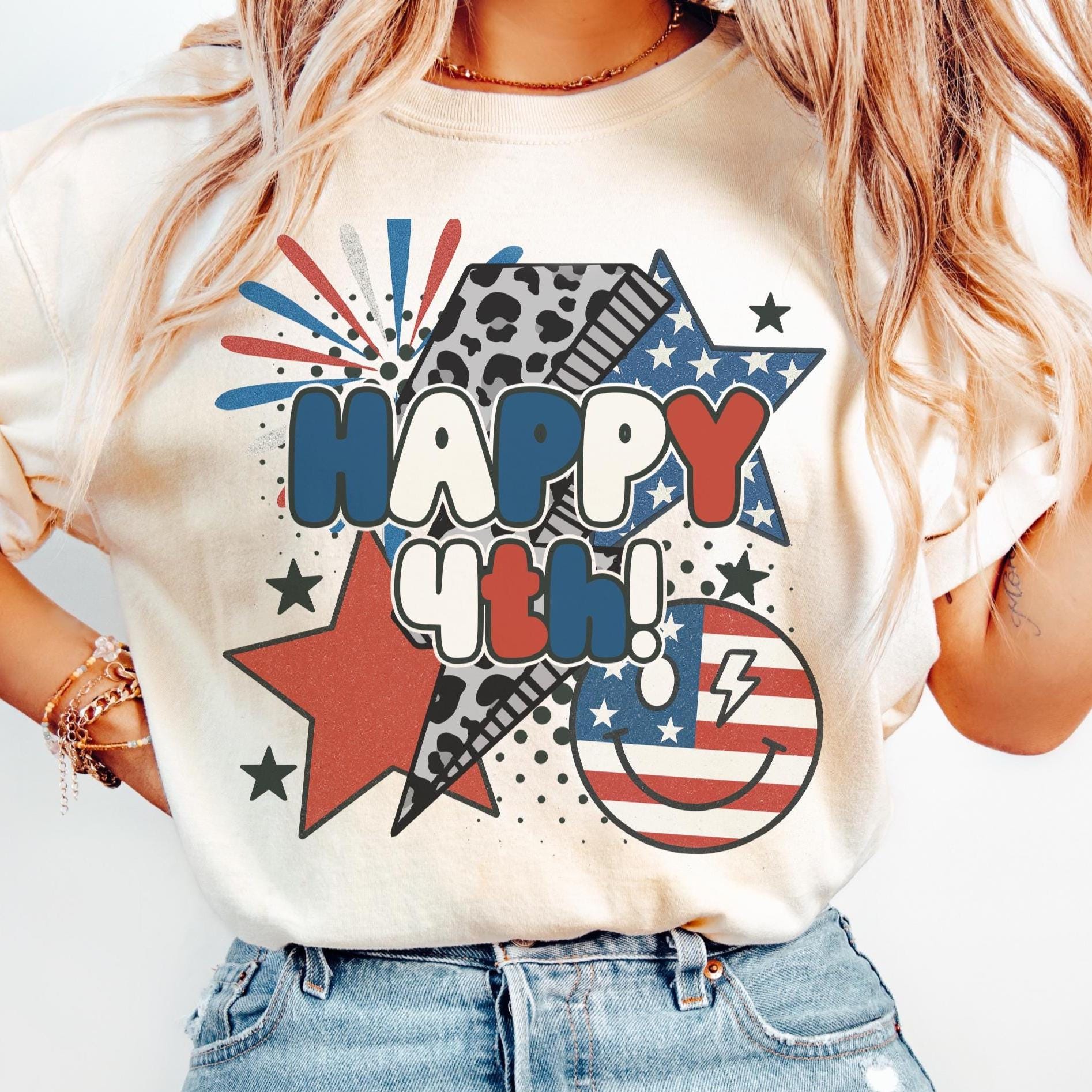 Retro USA Shirt, Happy 4th of July Shirt, Women's Patriotic Shirt, USA Tee, American Girly Shirt, Retro USA Comfort Color Shirt