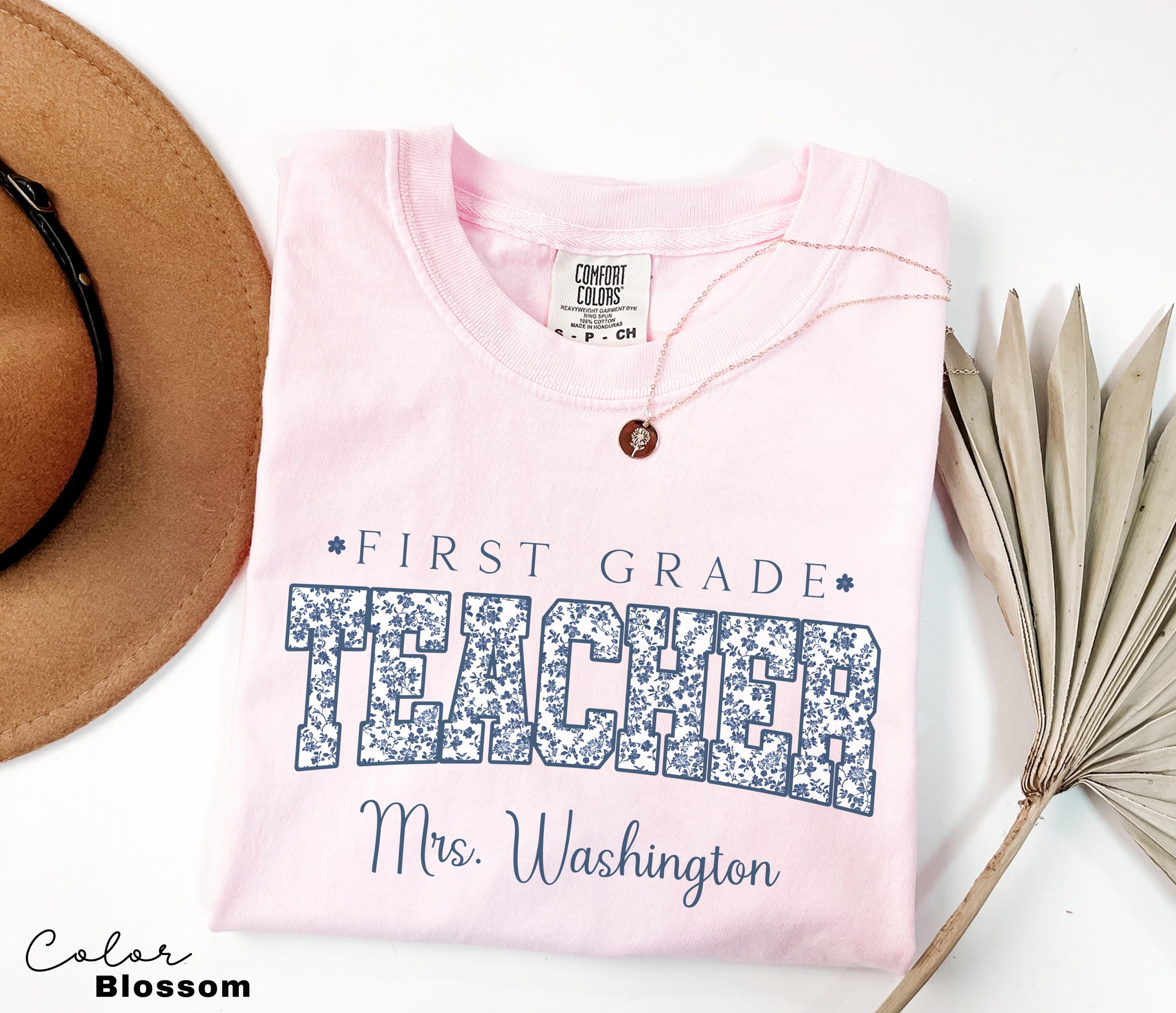Custom Teacher Shirt, First Grade Teacher, Teacher Name Shirt, 1st Grade Teacher Shirt, First Grade Crew Squad, Floral Teacher T-shirt