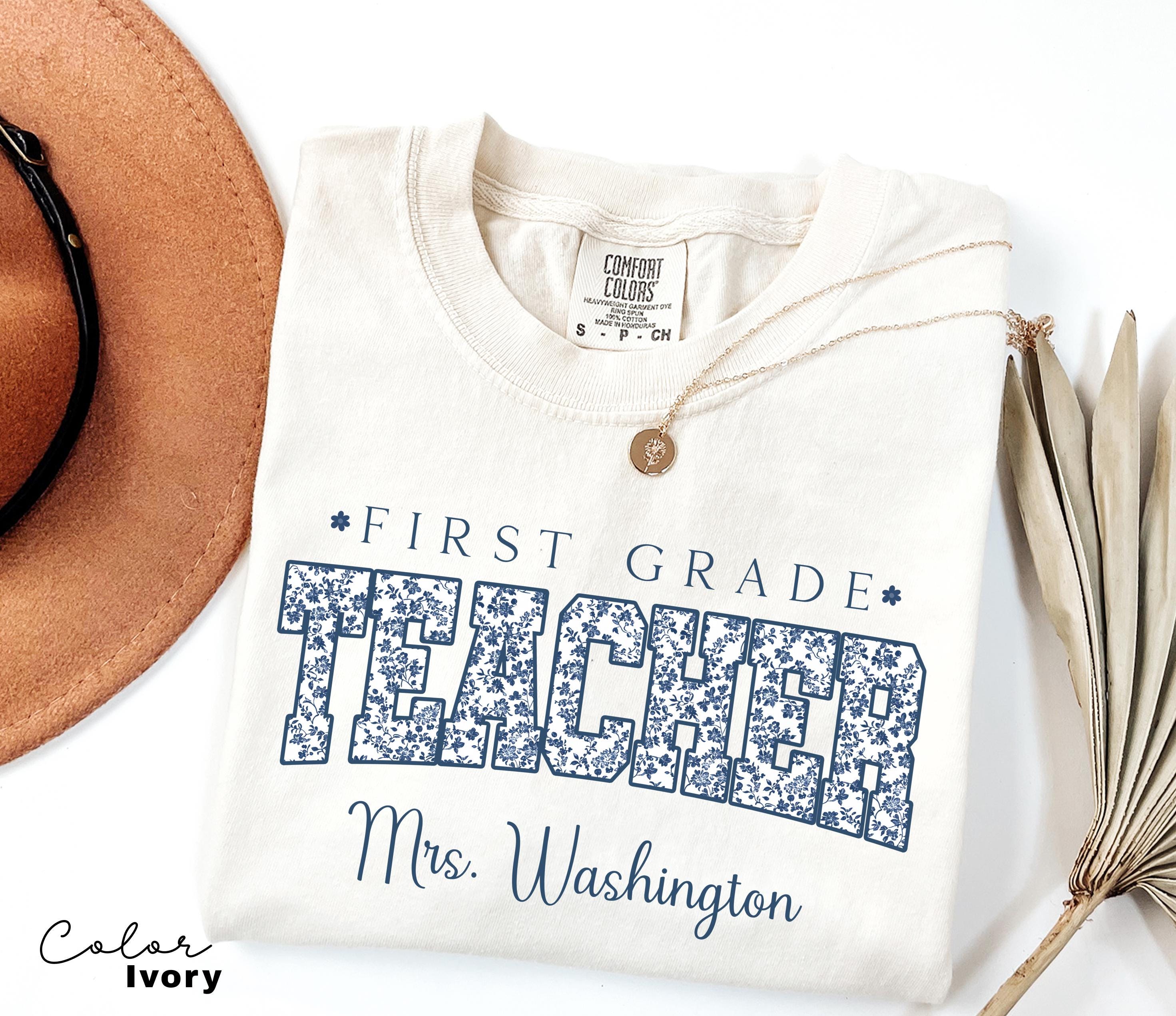 Custom Teacher Shirt, First Grade Teacher, Teacher Name Shirt, 1st Grade Teacher Shirt, First Grade Crew Squad, Floral Teacher T-shirt