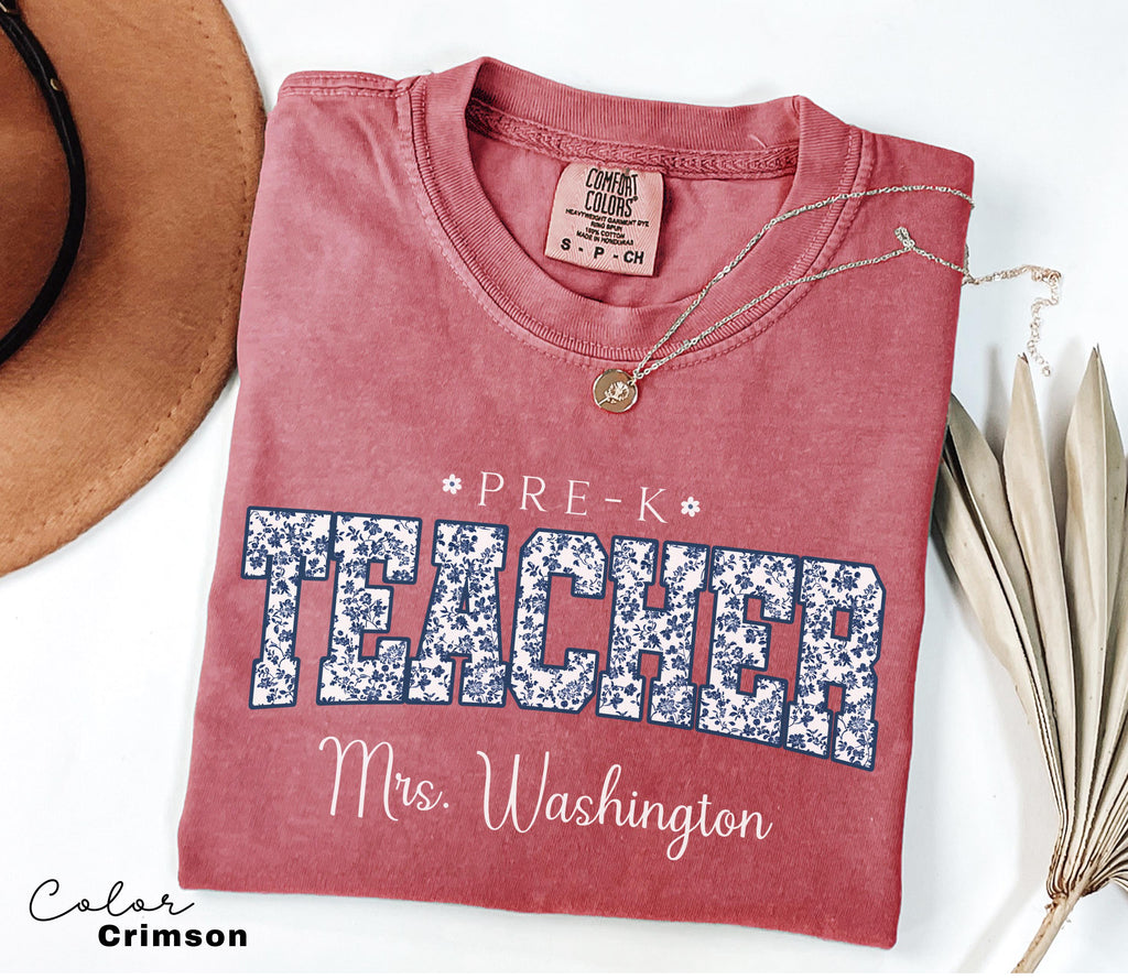 Custom Teacher Shirt, Pre-K Teacher, Teacher Name Shirt, Pre-K Teacher Shirt, Pre-K Crew Squad, Floral Teacher T-shirt