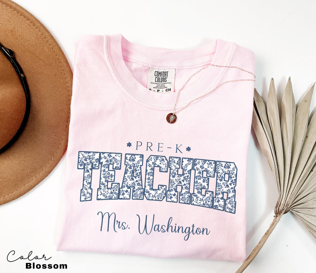 Custom Teacher Shirt, Pre-K Teacher, Teacher Name Shirt, Pre-K Teacher Shirt, Pre-K Crew Squad, Floral Teacher T-shirt