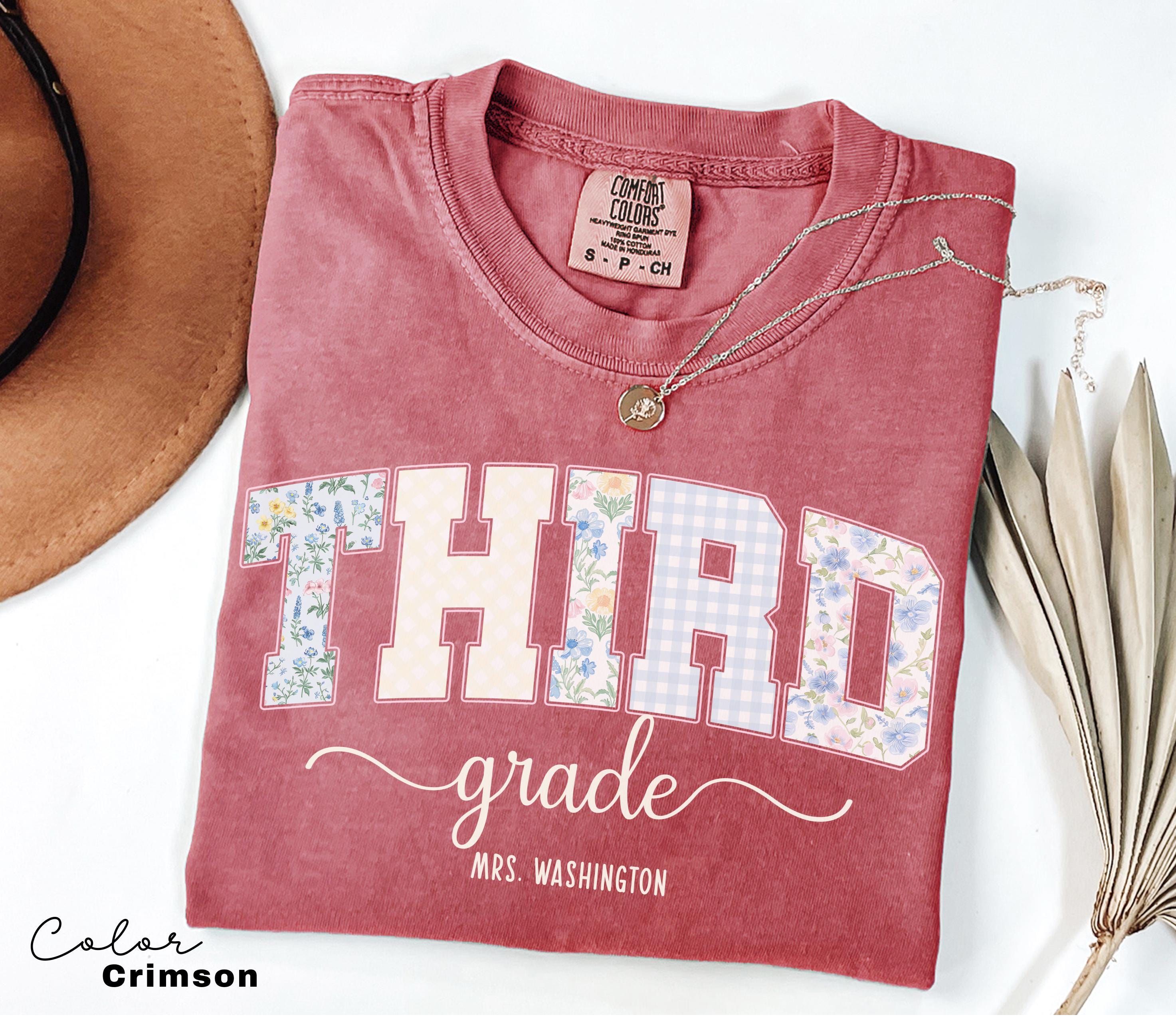 Custom Teacher Shirt, Third Grade Teacher, Teacher Name Shirt, 3rd Grade Teacher Shirt, Third Grade Crew Squad, Floral Teacher T-shirt