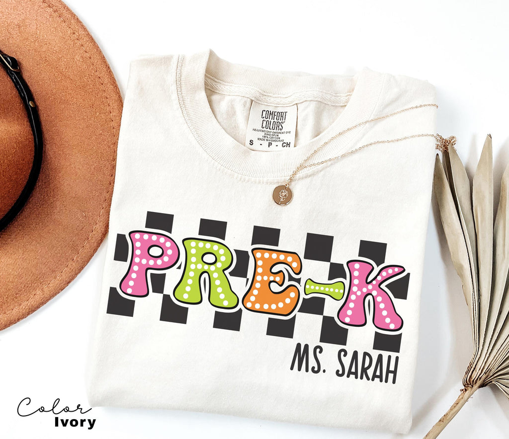 Pre-k Custom Teacher Name Shirt, Teacher Shirt, Gift For Teacher, Pre-K Teachers Shirt, Pre Shirt For Teacher, Back to School Shirt