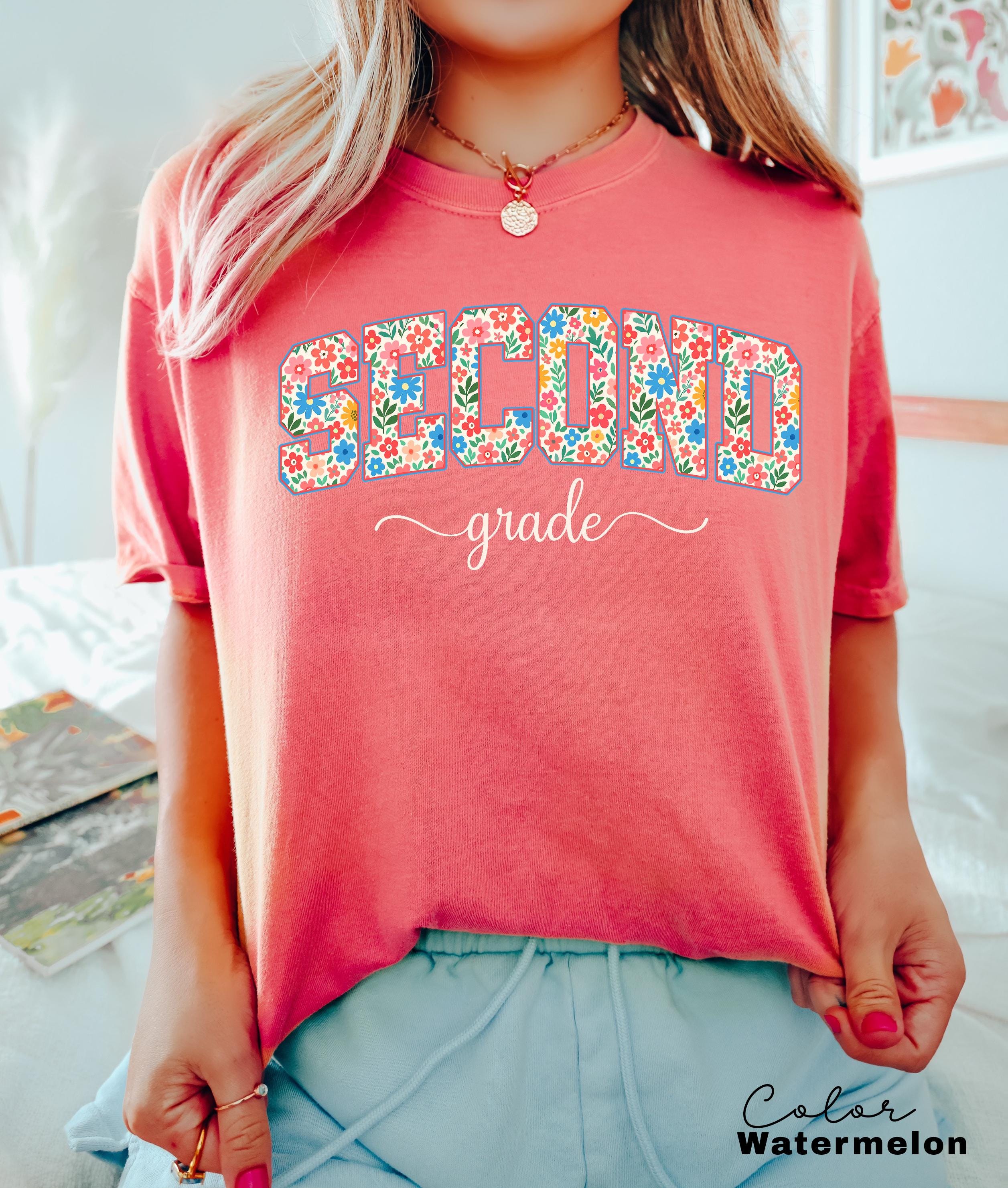 Comfort Colors Second Grade Teacher Shirt, Floral Teacher Shirt, Second Grade Teacher Team, 2nd Grade Teacher Shirt, First Grade Crew Squad