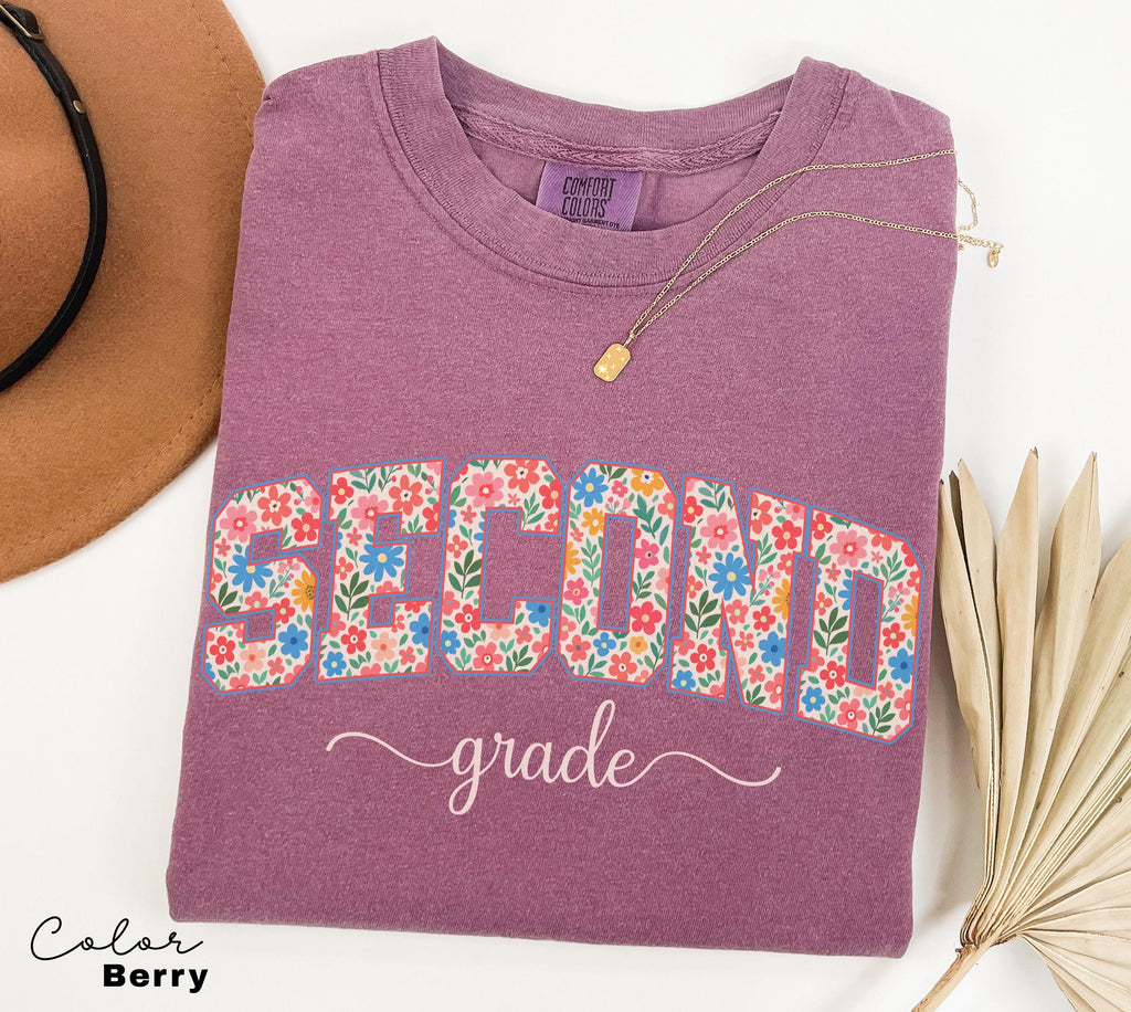 Comfort Colors Second Grade Teacher Shirt, Floral Teacher Shirt, Second Grade Teacher Team, 2nd Grade Teacher Shirt, First Grade Crew Squad