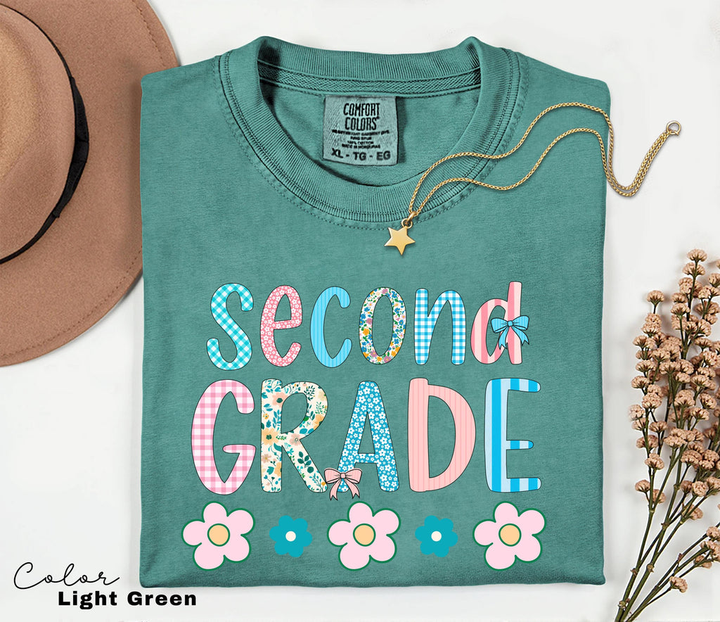 Comfort Colors Second Grade Teacher Shirt, Coquette Bow 2nd Grade Teacher Shirt, Second Grade Teacher Tshirt, Elementary Teacher Shirts