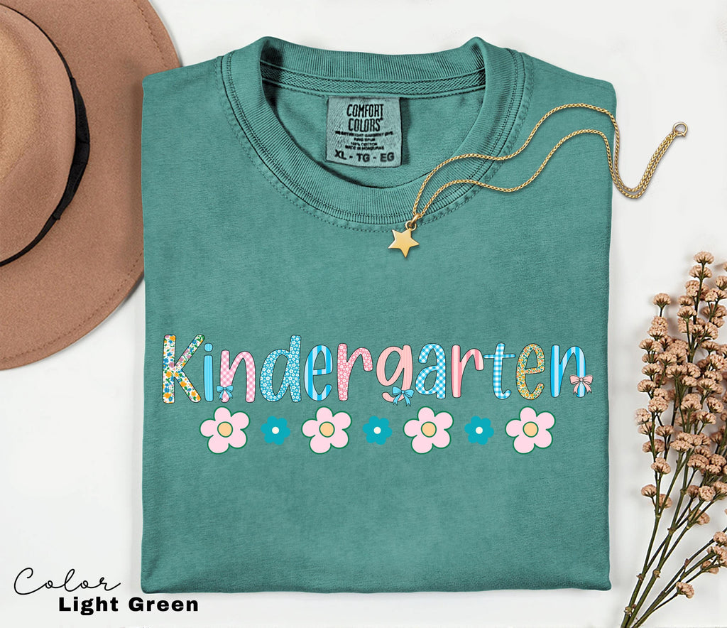 Kindergarten Teacher Shirt, Comfort Colors Kindergarten Shirt, Kinder Crew, Kinder Garten Teacher Back to School Shirts, Pre-K Teacher