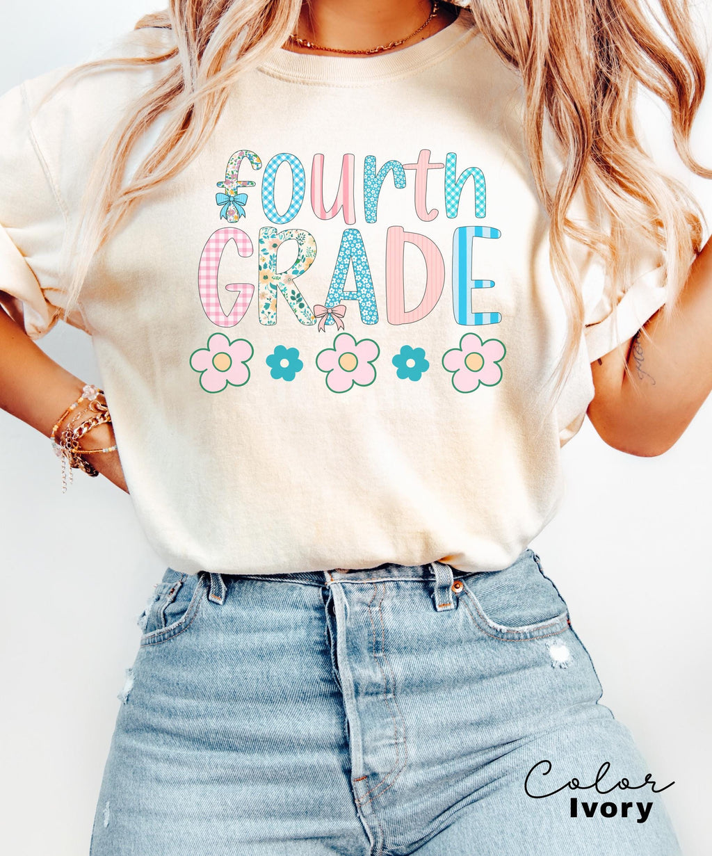 Comfort Colors Fourth Grade Teacher Shirt, Coquette 4th Grade TShirt, Fourth Grade Teacher Appreciation Gift, Elementary School Shirt
