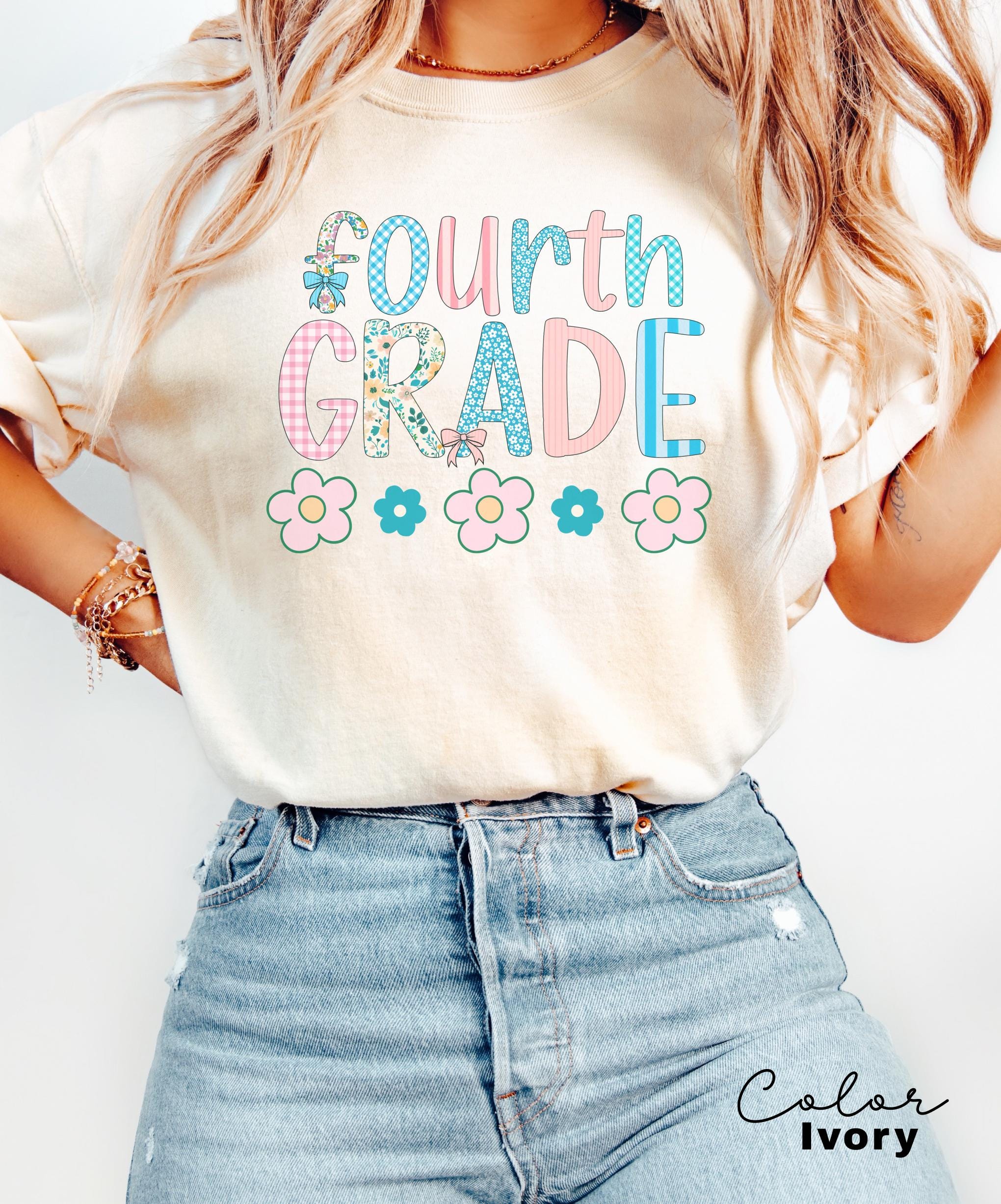 Comfort Colors Fourth Grade Teacher Shirt, Coquette 4th Grade TShirt, Fourth Grade Teacher Appreciation Gift, Elementary School Shirt