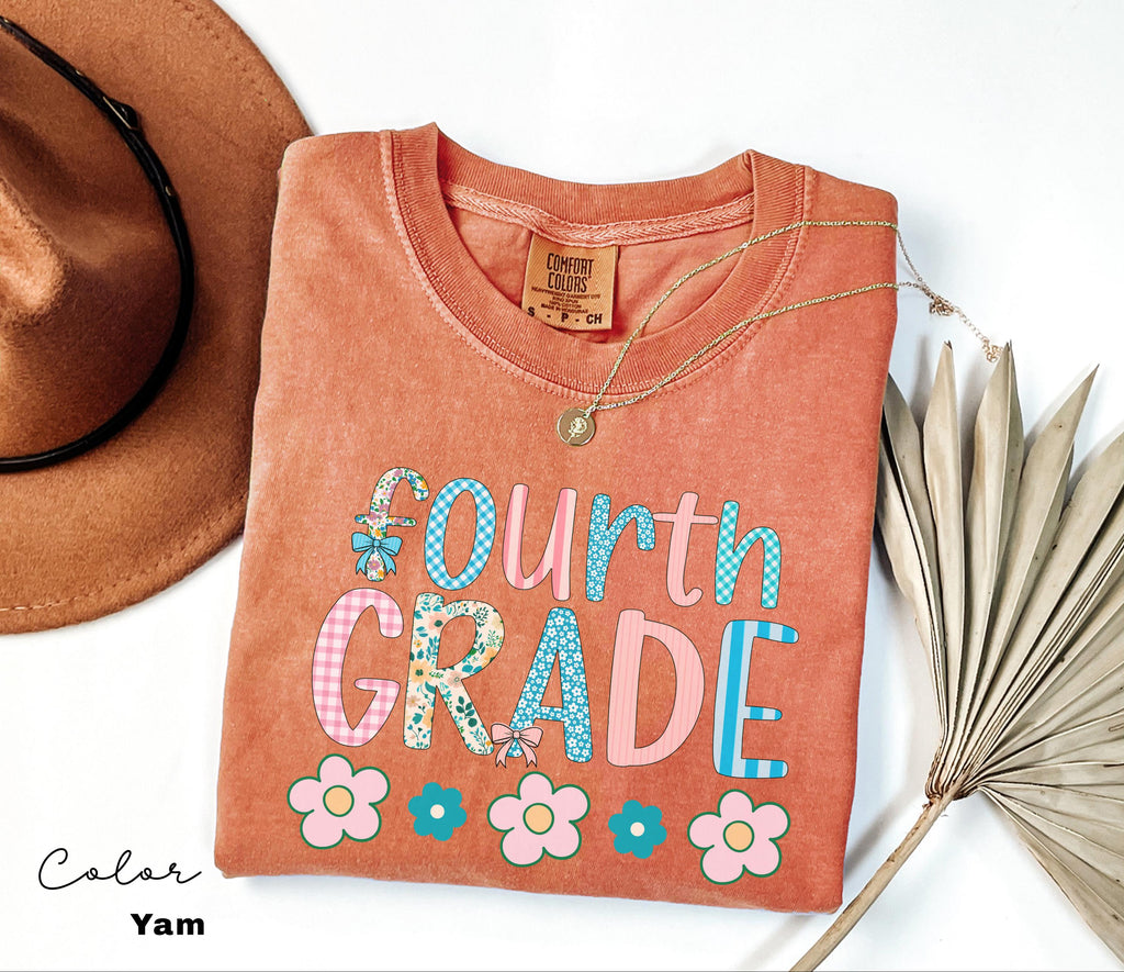 Comfort Colors Fourth Grade Teacher Shirt, Coquette 4th Grade TShirt, Fourth Grade Teacher Appreciation Gift, Elementary School Shirt