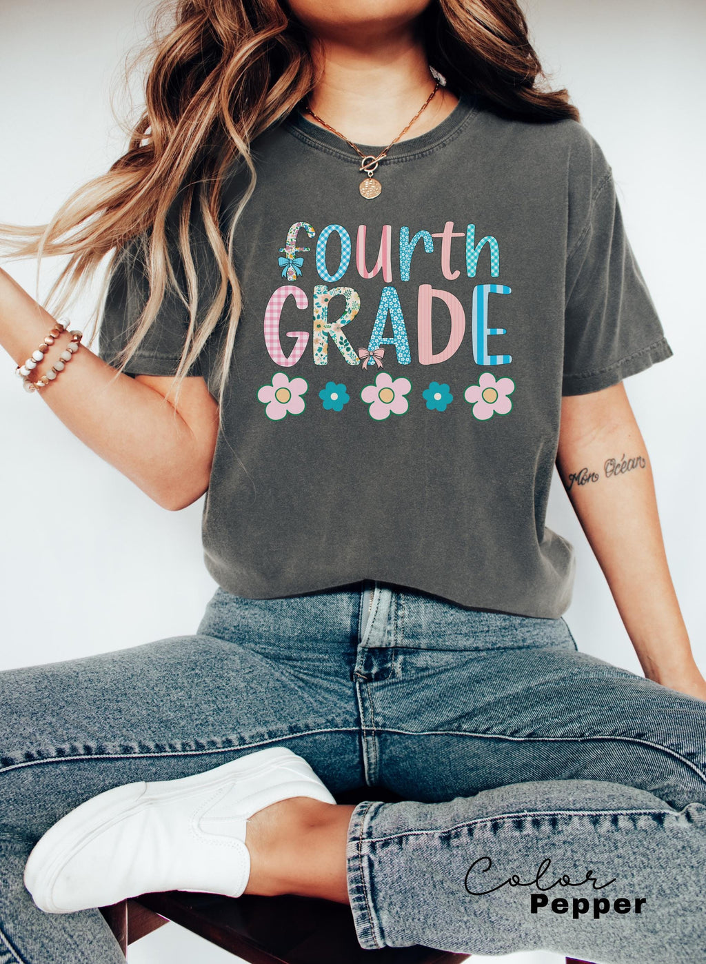 Comfort Colors Fourth Grade Teacher Shirt, Coquette 4th Grade TShirt, Fourth Grade Teacher Appreciation Gift, Elementary School Shirt