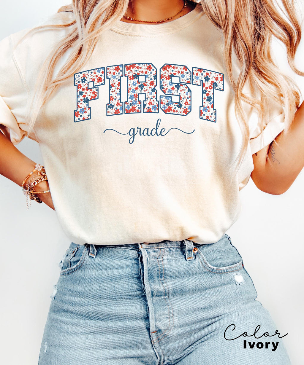 Comfort Colors First Grade Teacher Shirt, Back to School 1st Grade Tee, Teacher Appreciation Gift, Cute Elementary School T-shirt, Coquette