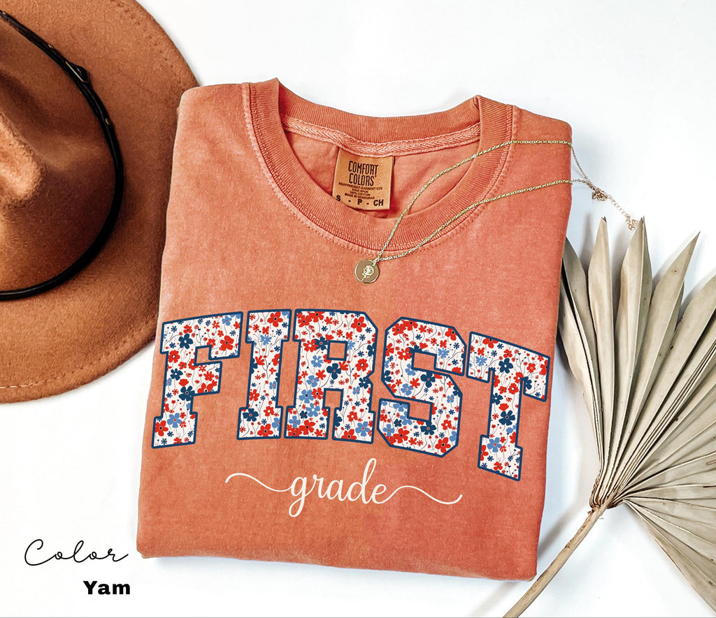 Comfort Colors First Grade Teacher Shirt, Back to School 1st Grade Tee, Teacher Appreciation Gift, Cute Elementary School T-shirt, Coquette
