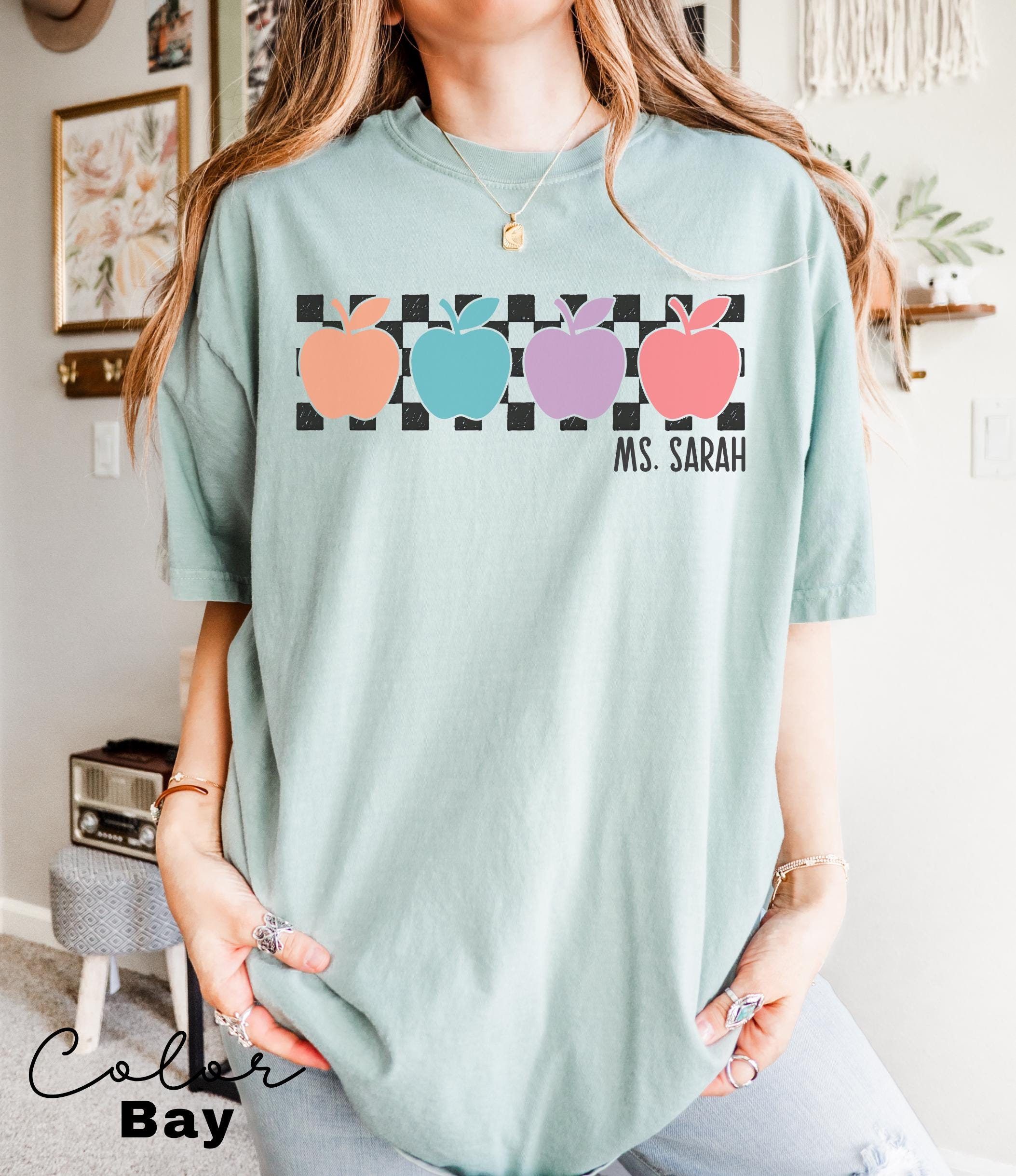 Custom Name Personalized Teacher Shirt, Teacher Group, Apple T-Shirt, Comfort Colors Teacher Shirt, Back to School, First Second Third Grade