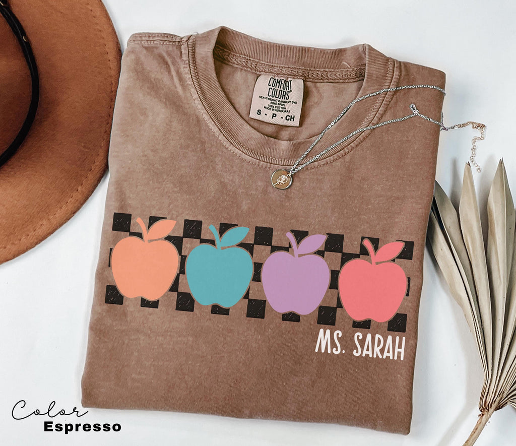 Custom Name Personalized Teacher Shirt, Teacher Group, Apple T-Shirt, Comfort Colors Teacher Shirt, Back to School, First Second Third Grade