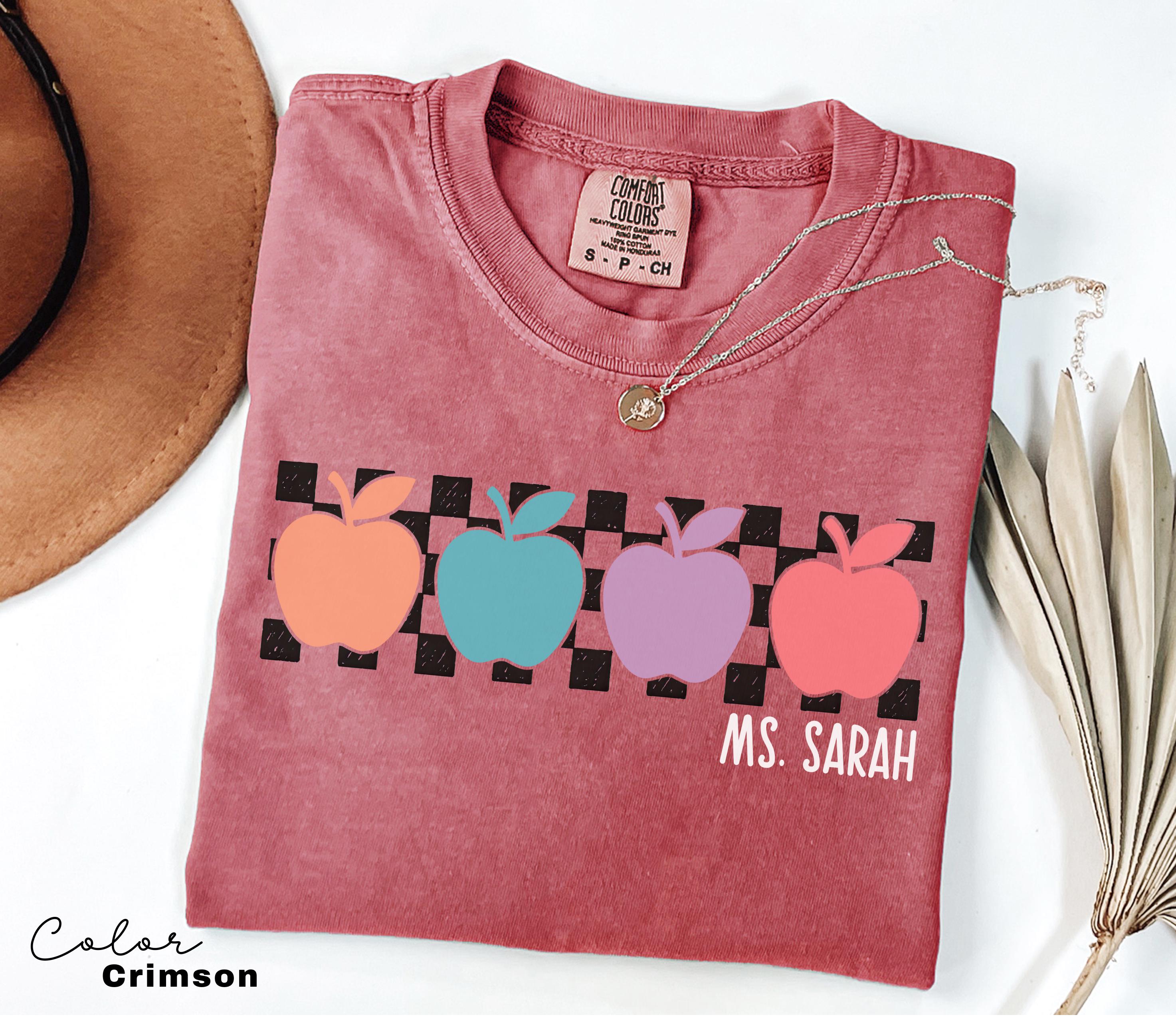 Custom Name Personalized Teacher Shirt, Teacher Group, Apple T-Shirt, Comfort Colors Teacher Shirt, Back to School, First Second Third Grade