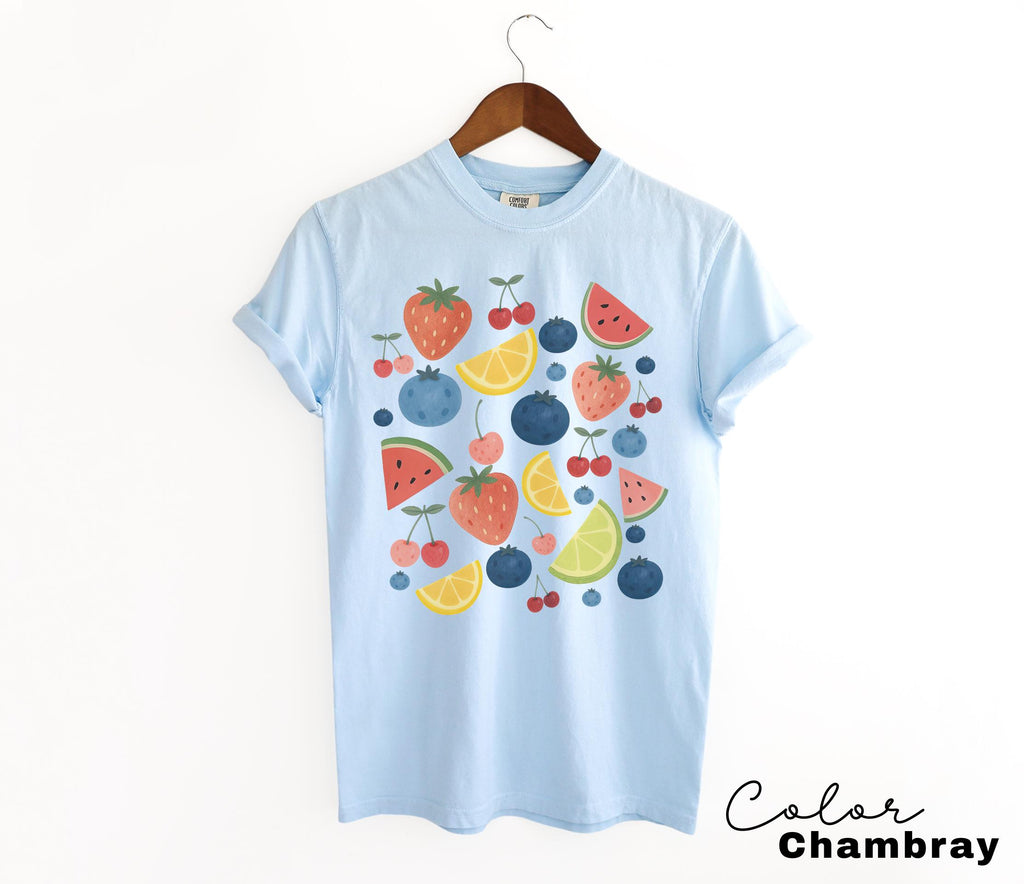 Summer Fruit Shirt, Comfort Colors Cottagecore Strawberry Shirt, Lemon t-Shirt, Summer Time Tropical Vacation, Blueberry, Watermelon