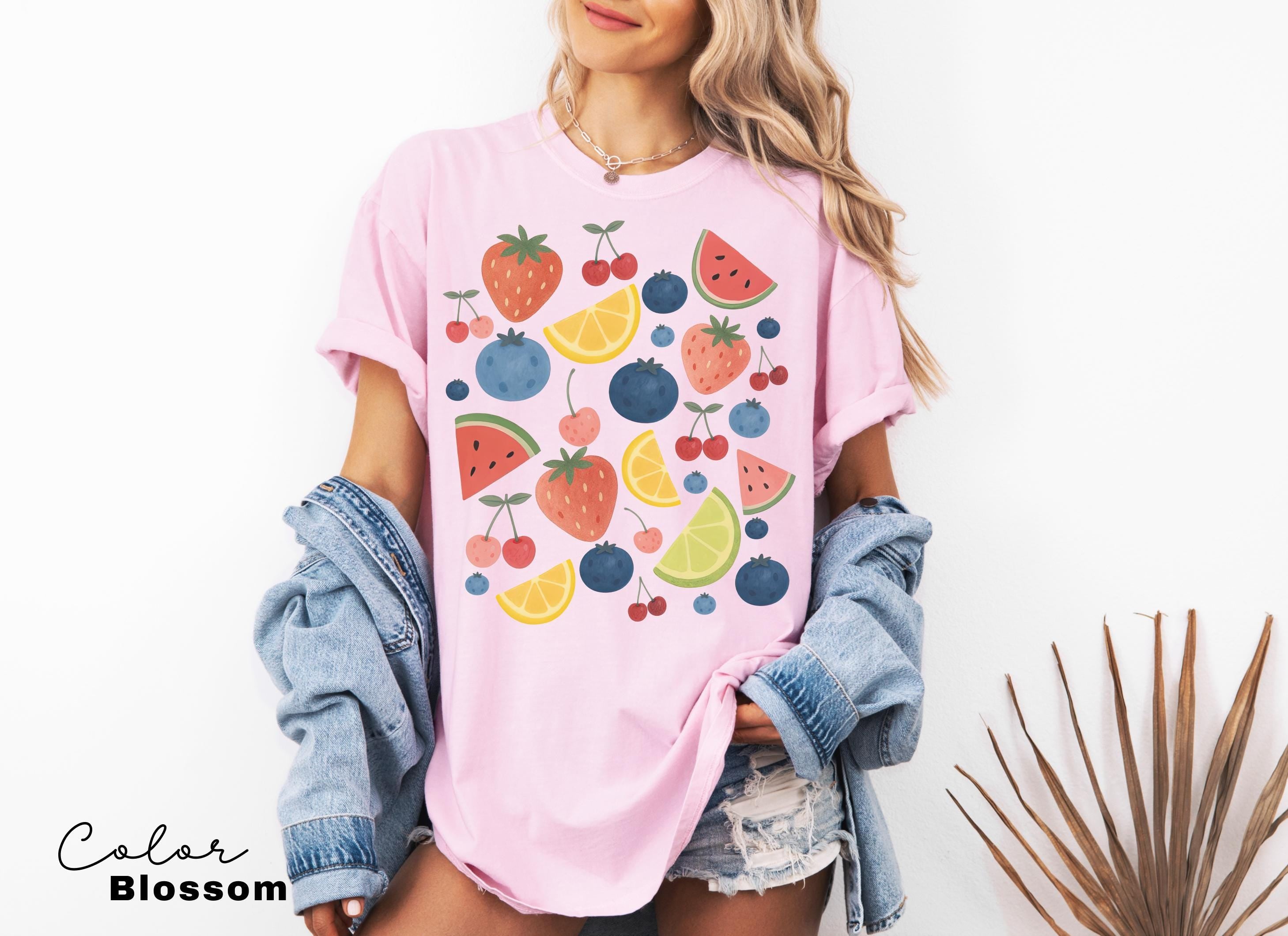 Summer Fruit Shirt, Comfort Colors Cottagecore Strawberry Shirt, Lemon t-Shirt, Summer Time Tropical Vacation, Blueberry, Watermelon