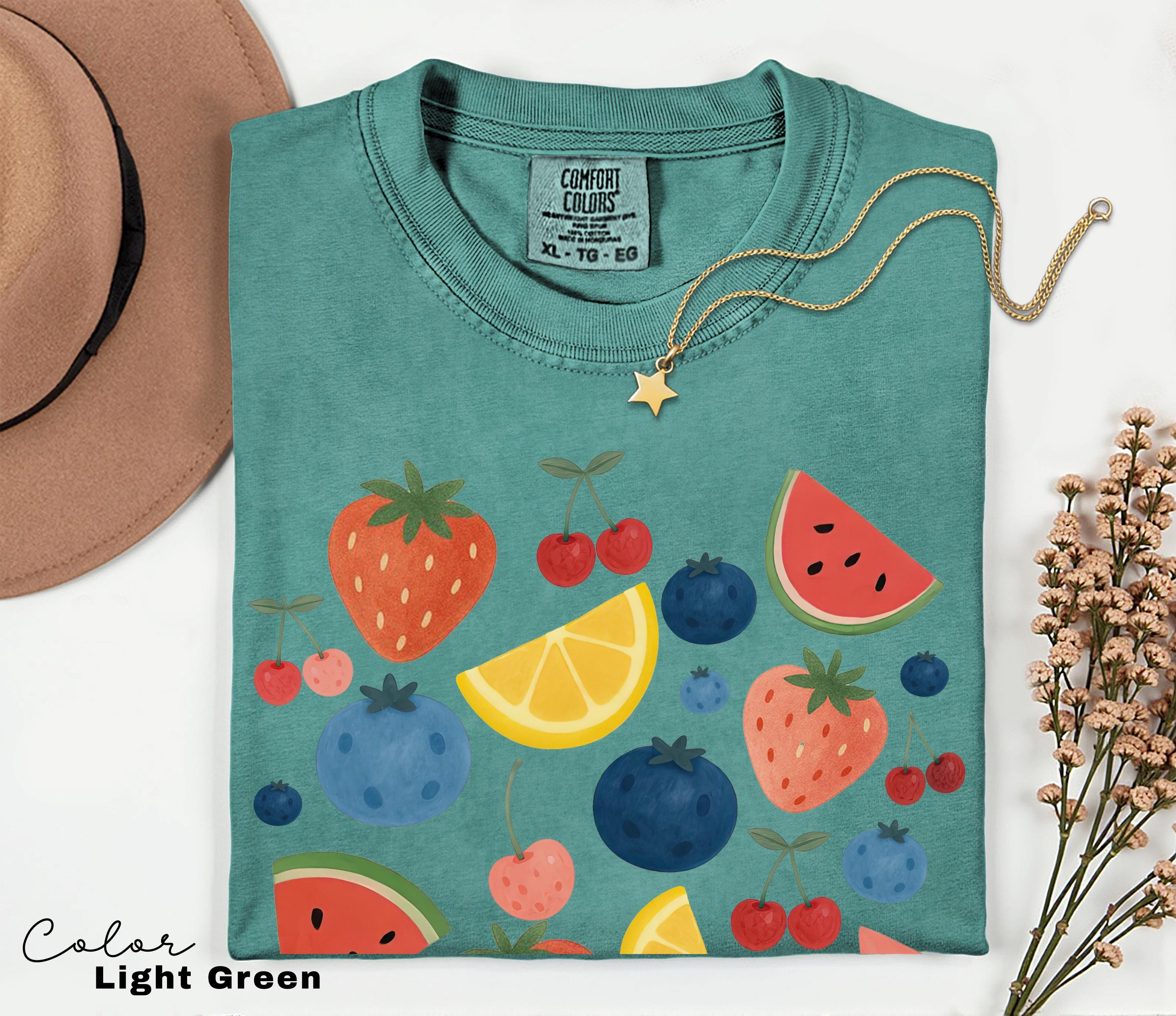 Summer Fruit Shirt, Comfort Colors Cottagecore Strawberry Shirt, Lemon t-Shirt, Summer Time Tropical Vacation, Blueberry, Watermelon
