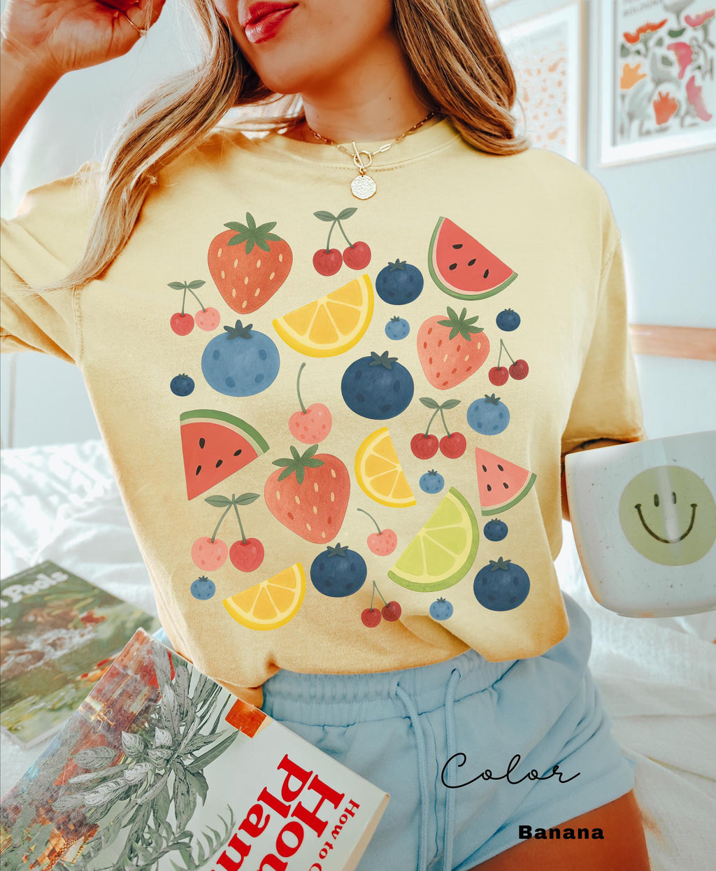Summer Fruit Shirt, Comfort Colors Cottagecore Strawberry Shirt, Lemon t-Shirt, Summer Time Tropical Vacation, Blueberry, Watermelon
