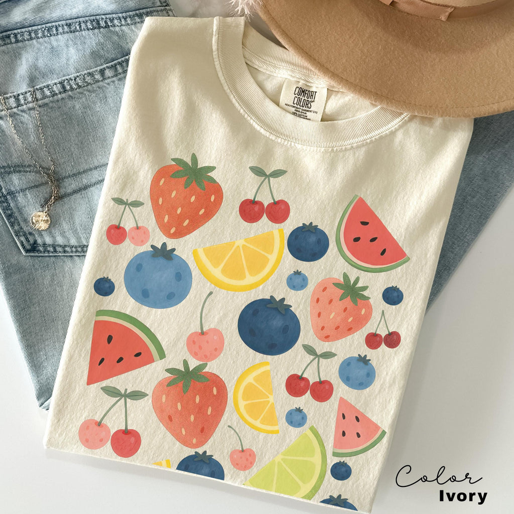 Summer Fruit Shirt, Comfort Colors Cottagecore Strawberry Shirt, Lemon t-Shirt, Summer Time Tropical Vacation, Blueberry, Watermelon