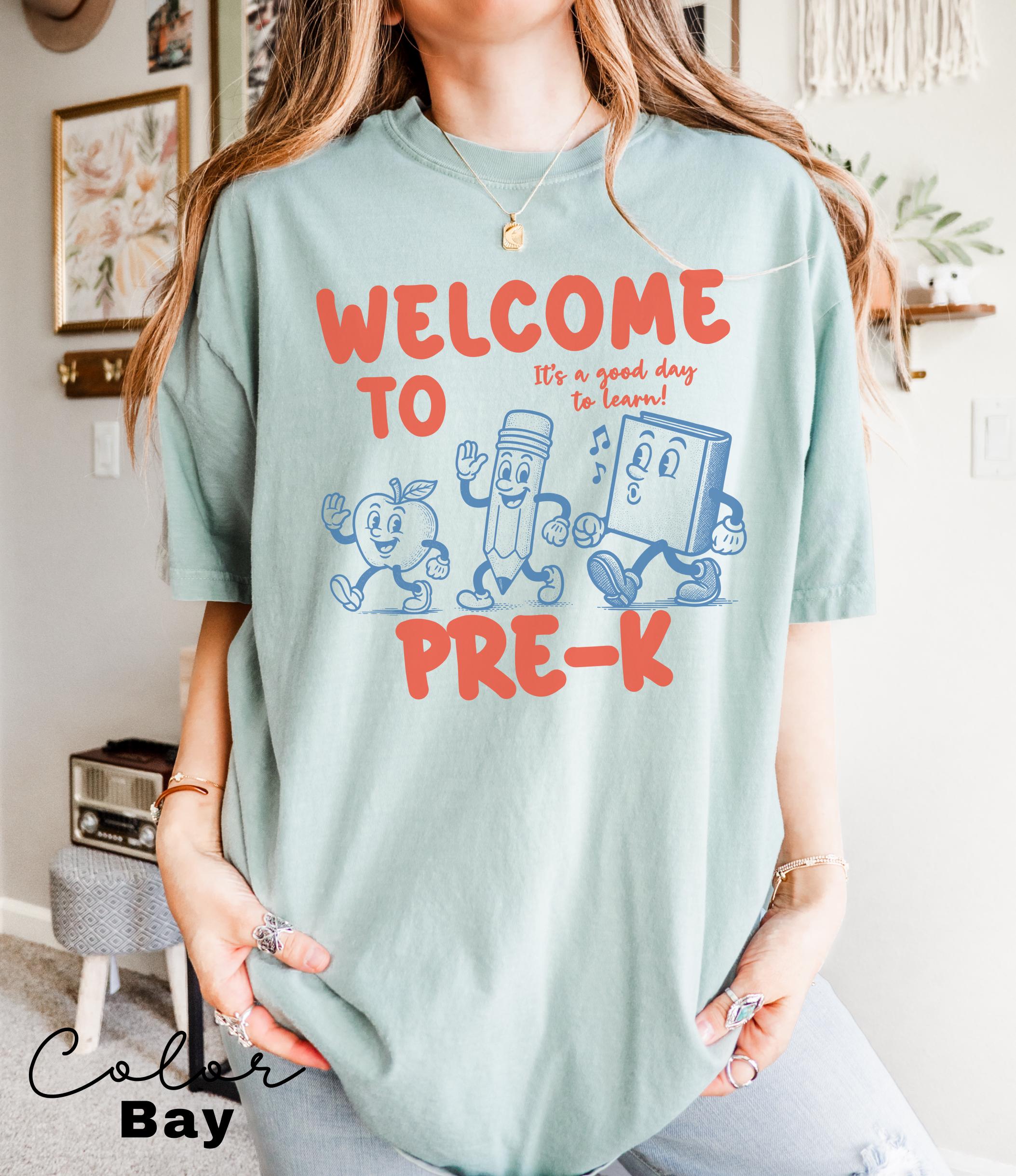 Comfort Colors Retro Pre-K Teacher Shirt, Welcome to Pre-K, Pre-K Teacher Group, Preschool Crew, PreK Its a Good Day to Learn, First Day