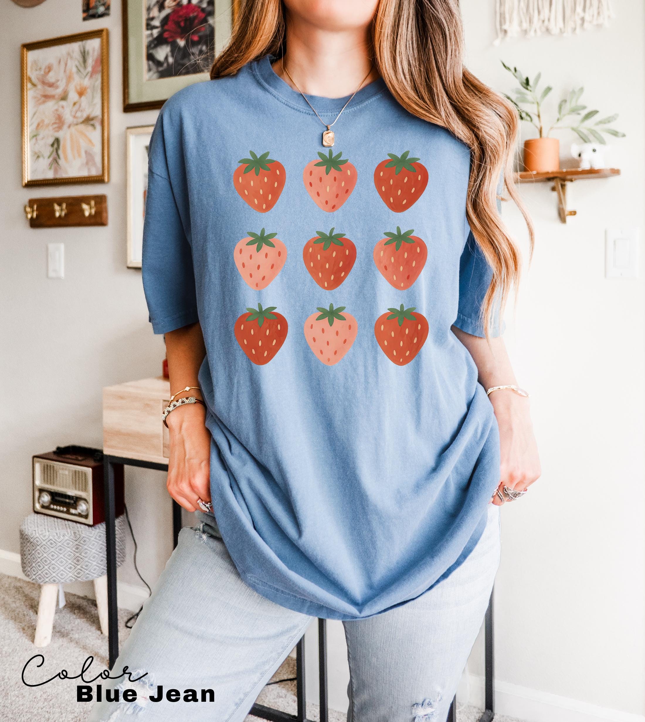 Strawberry Comfort Colors® Shirt, Summer Strawberry Tee, Strawberry Shirt For Woman,Strawberry Lover,Strawberry Festival Gift,Botanical Tee