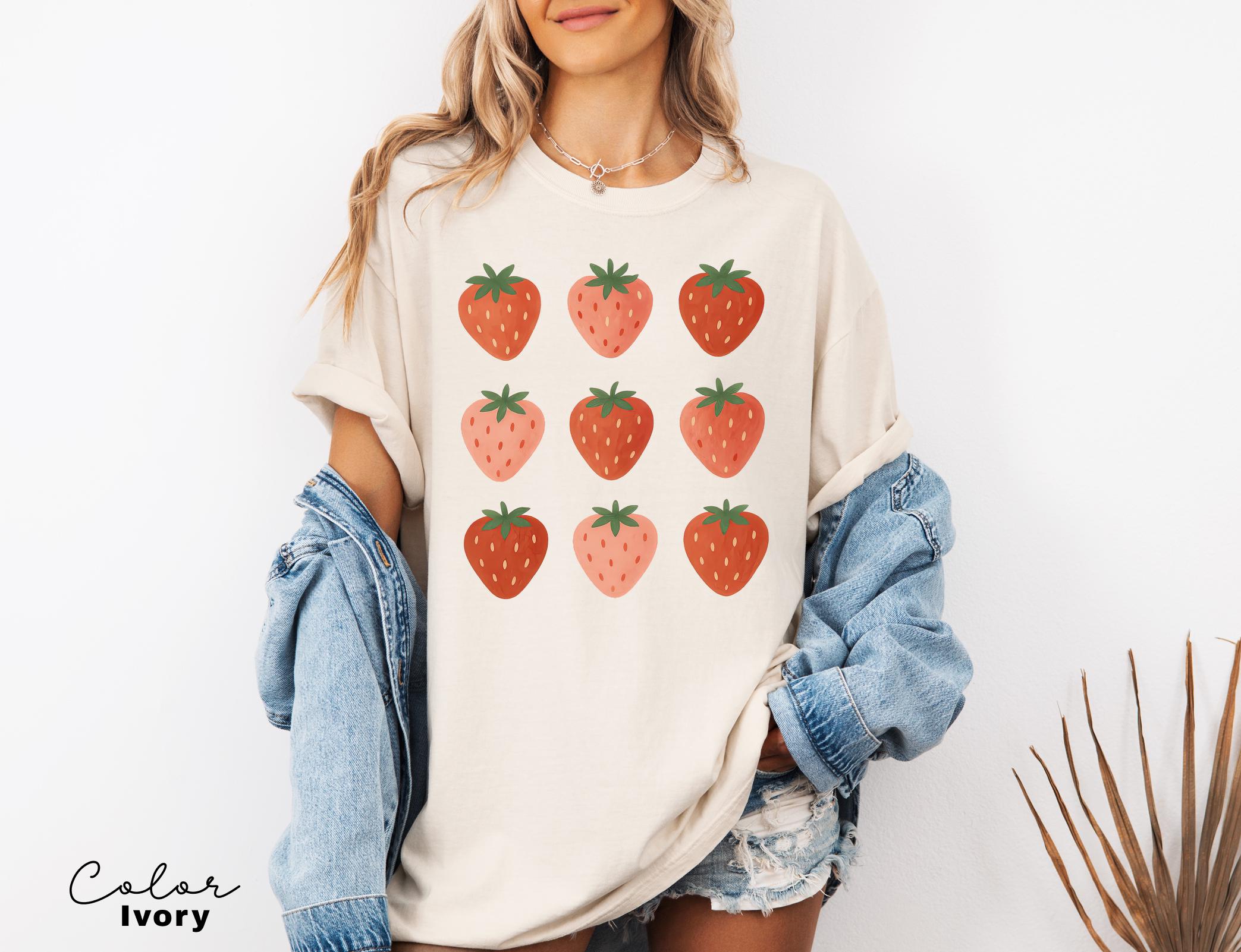 Strawberry Comfort Colors® Shirt, Summer Strawberry Tee, Strawberry Shirt For Woman,Strawberry Lover,Strawberry Festival Gift,Botanical Tee