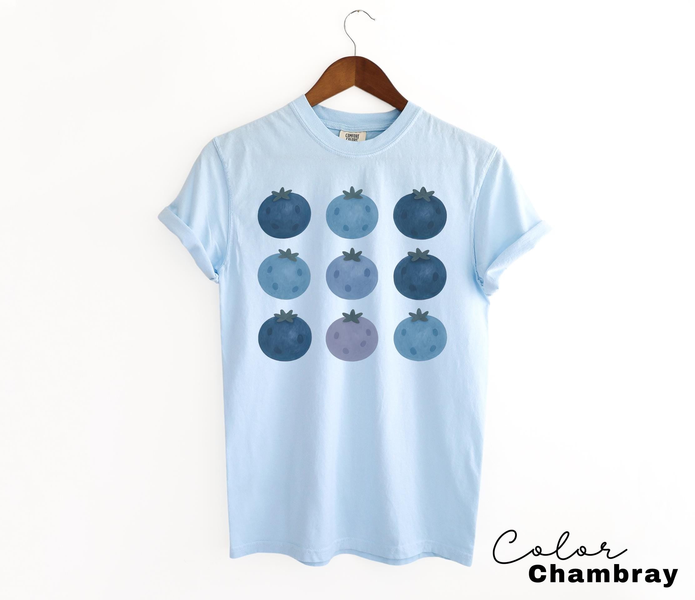 Blueberries Shirt, Comfort Colors T-shirt, Fruit Shirt, Cottagecore Fruit Shirt, Foodie Gift, Aesthetic Tee, Foodie, Plant Lover, Gardener