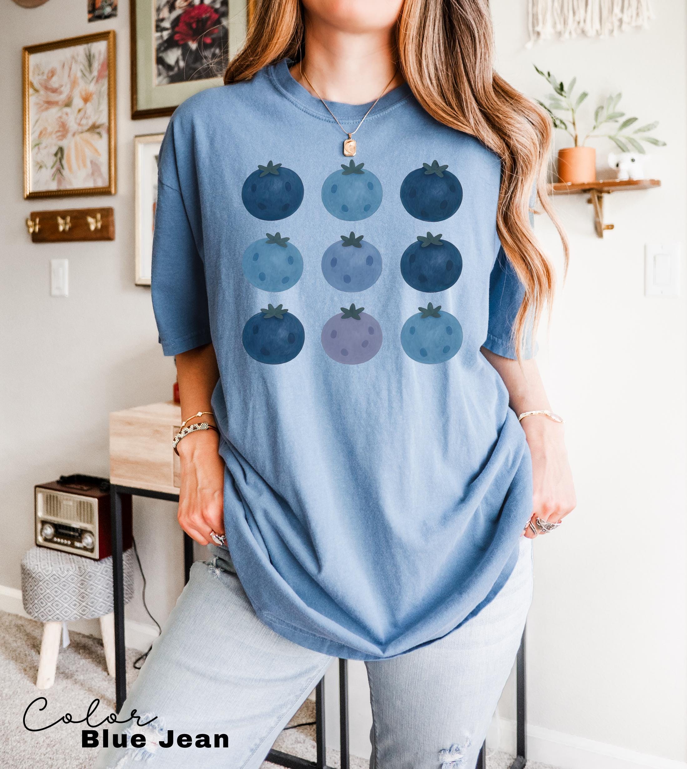 Blueberries Shirt, Comfort Colors T-shirt, Fruit Shirt, Cottagecore Fruit Shirt, Foodie Gift, Aesthetic Tee, Foodie, Plant Lover, Gardener
