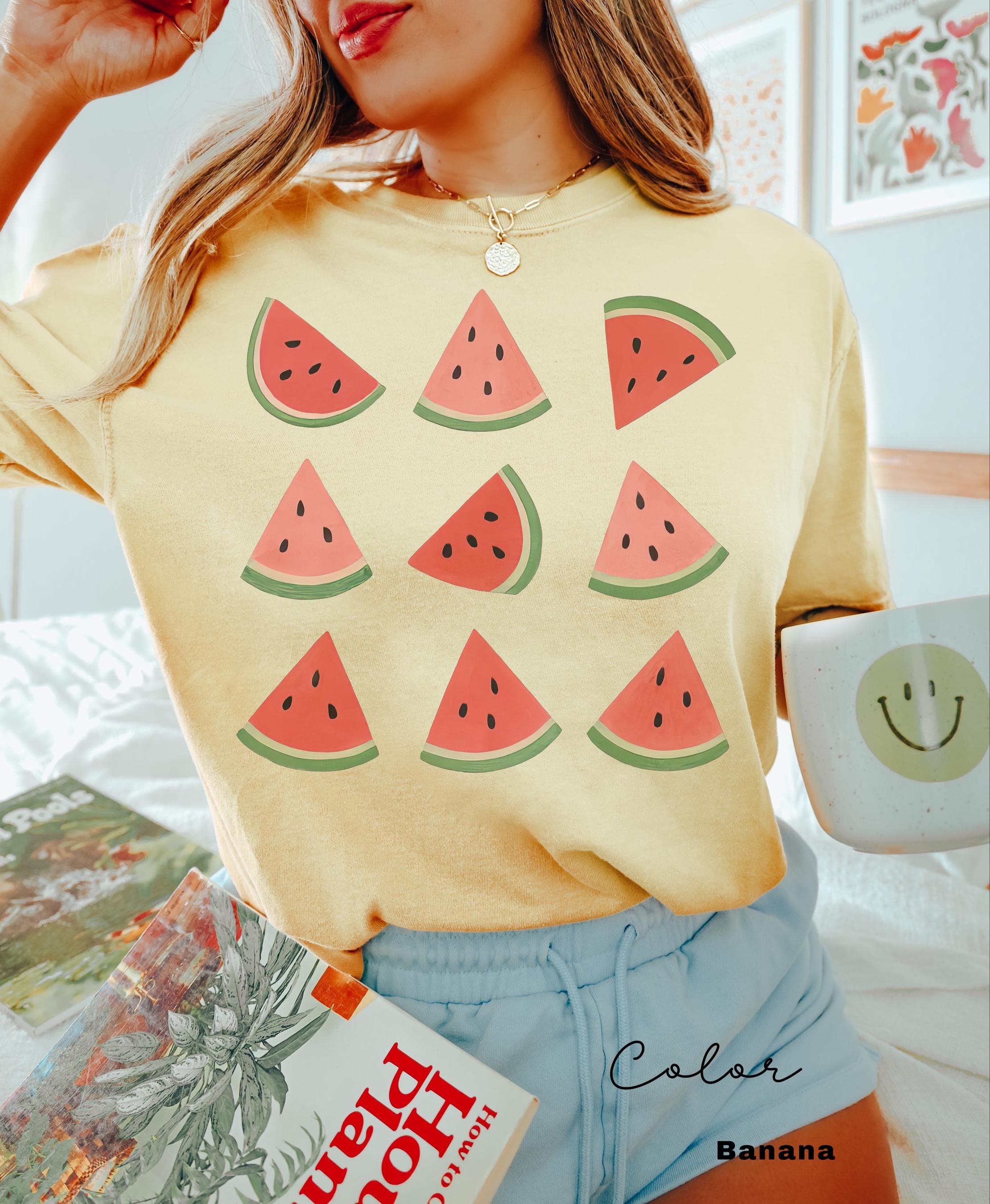 Watermelon Graphic Tee, Fruit Lover Shirt, Comfort Colors Summer T-Shirt, Gardener Gift, Foodie Shirt, Preppy Summer Tee, Girly Summer
