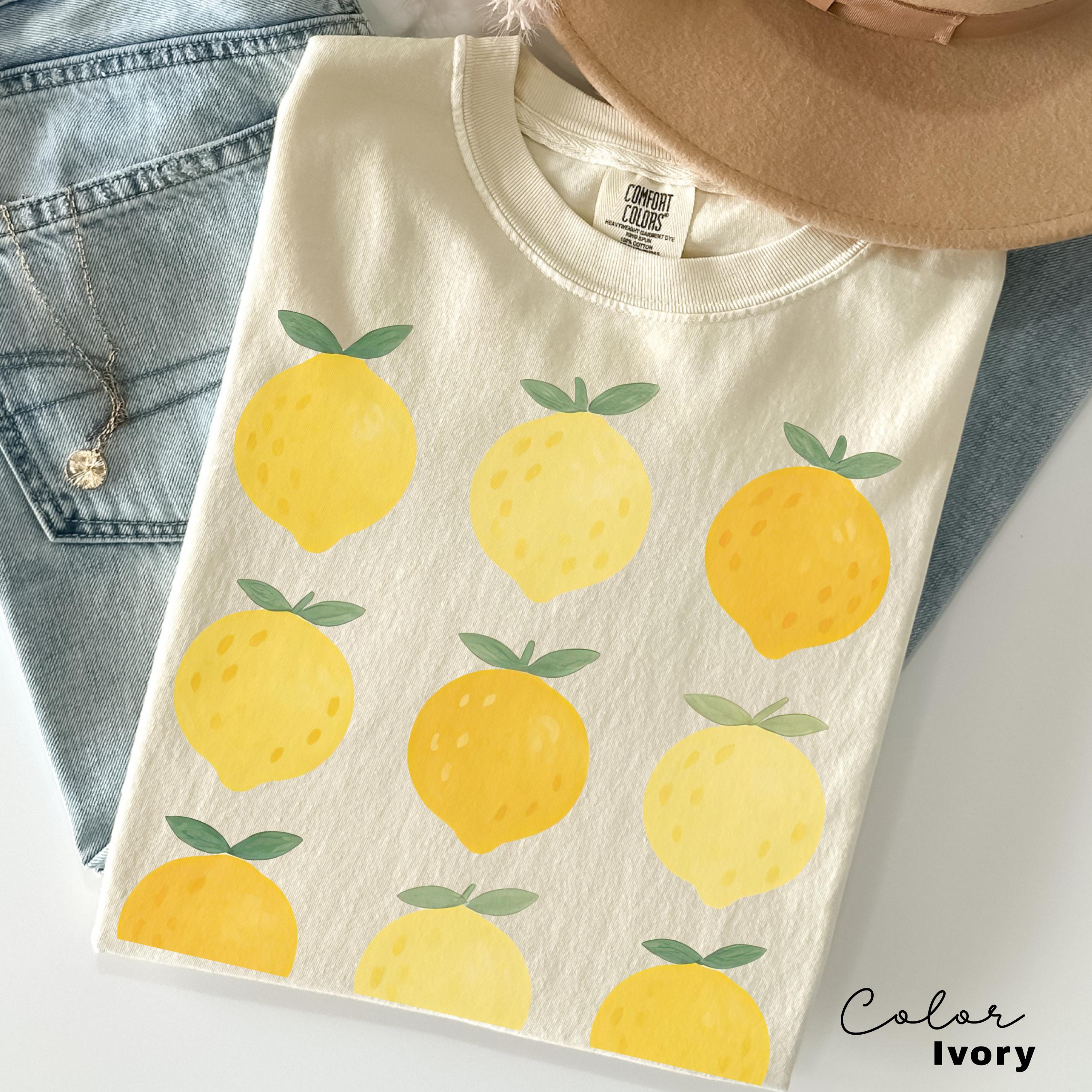 Lemon Shirt, Comfort Colors Summer, Aesthetic Summer Tee, Trendy Farmer's Market, Aesthetic Cottage Core, Gardening Gift