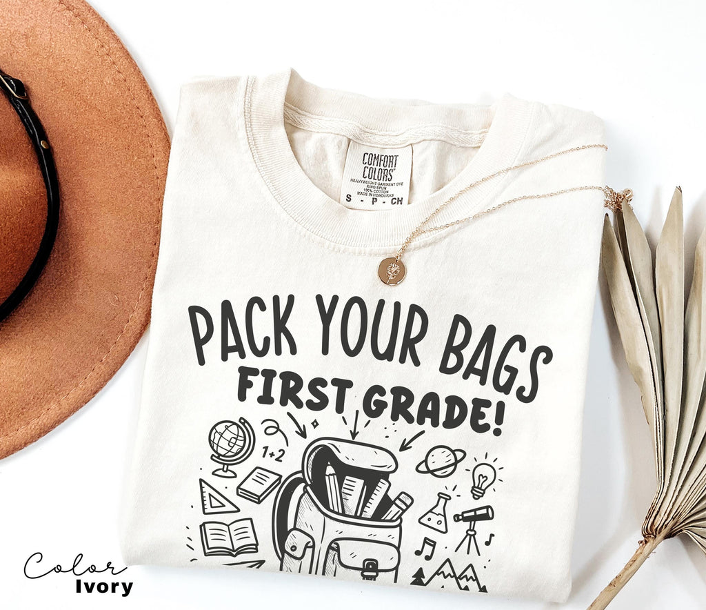 Funny Teacher Team First Grade Shirts, Back to School, Teacher Group Shirt, First Day of School, Matching Staff, Most Likely, Pack Your Bags