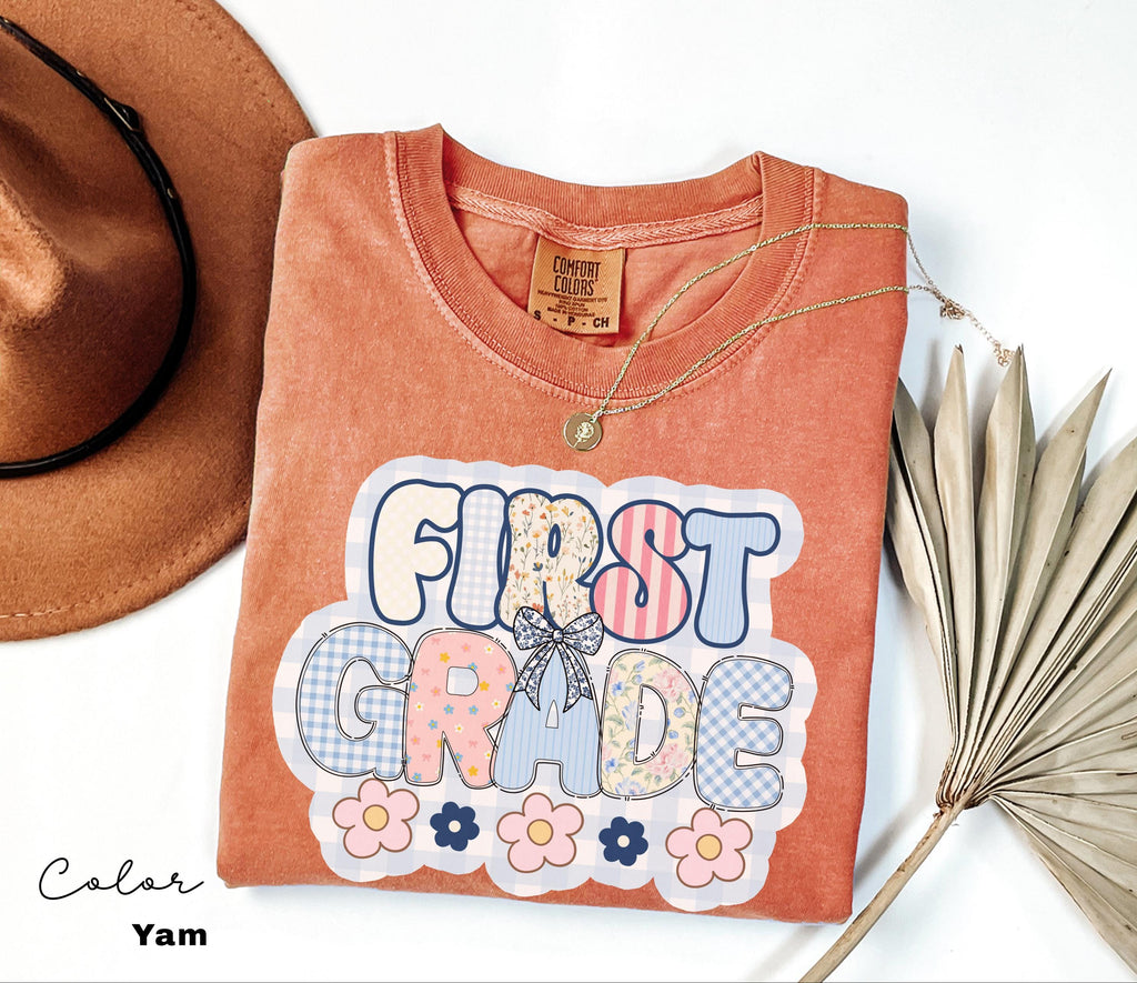 Comfort Colors First Grade Teacher Shirt, Back to School 1st Grade Tee, Teacher Appreciation Gift, Cute Elementary School T-shirt, Coquette