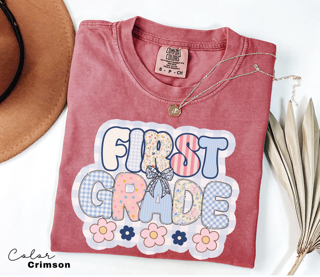 Comfort Colors First Grade Teacher Shirt, Back to School 1st Grade Tee, Teacher Appreciation Gift, Cute Elementary School T-shirt, Coquette