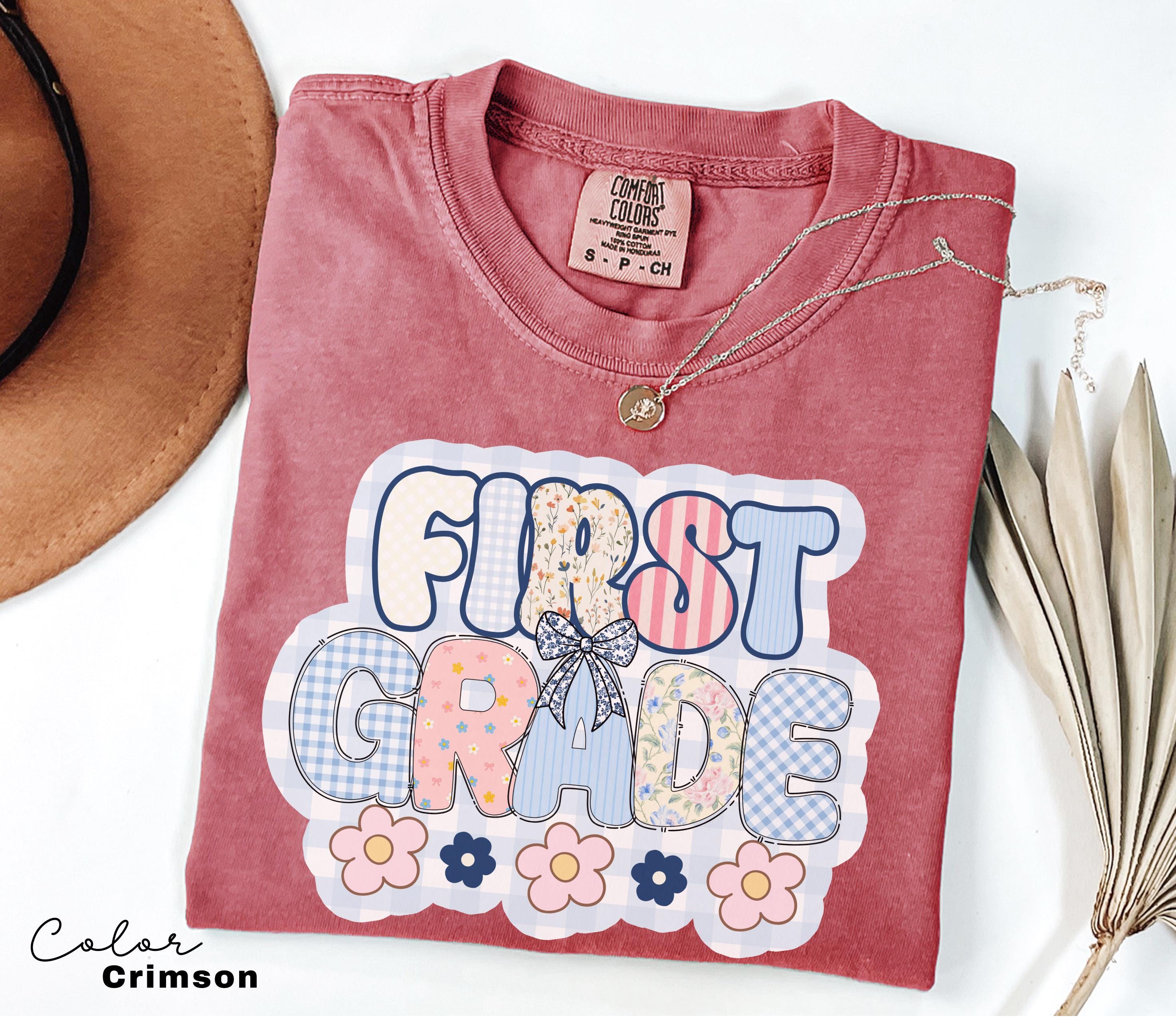 Comfort Colors First Grade Teacher Shirt, Back to School 1st Grade Tee, Teacher Appreciation Gift, Cute Elementary School T-shirt, Coquette